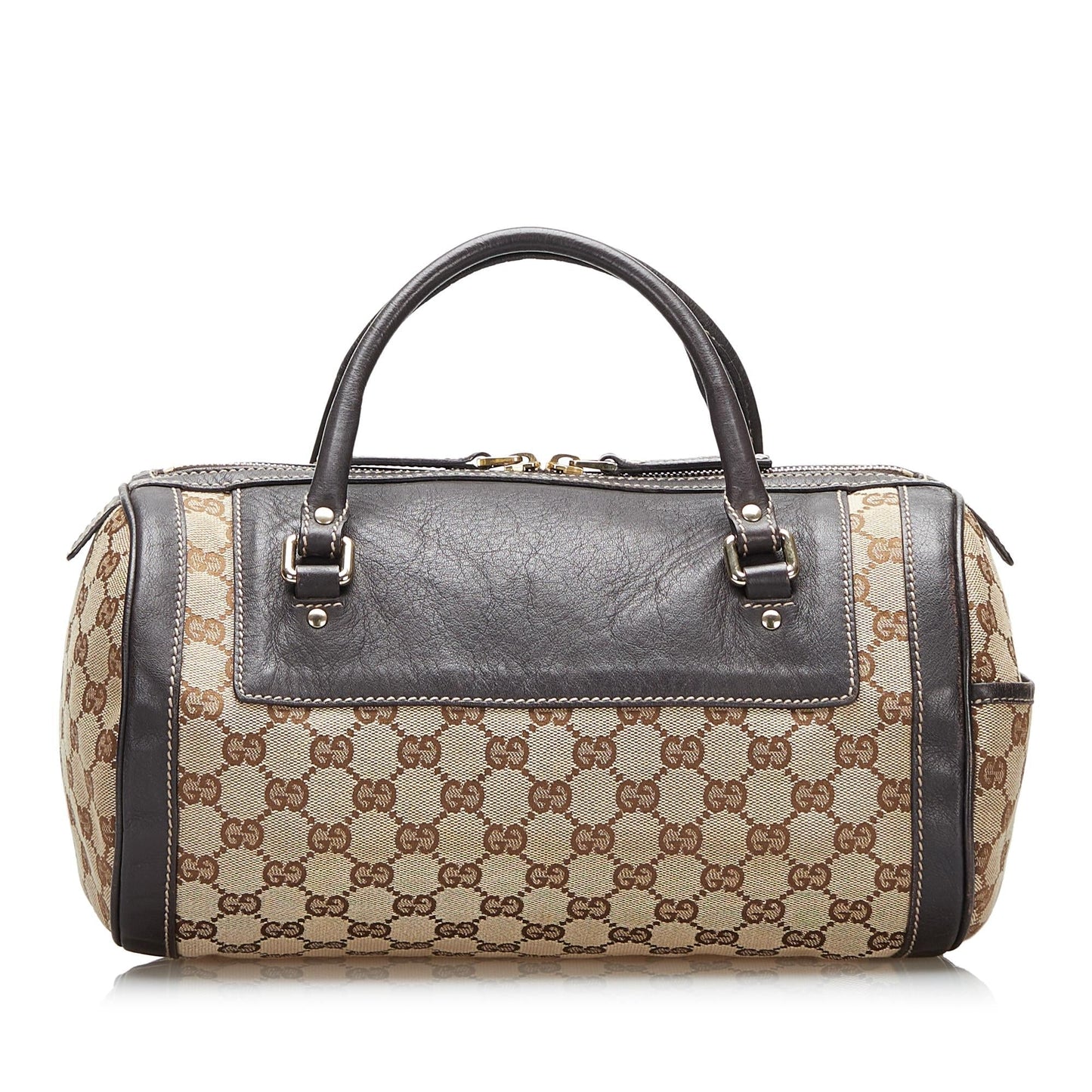 Gucci GG Trophy SHG-4YAF0E Canvas Calf Brown Satchel Bag