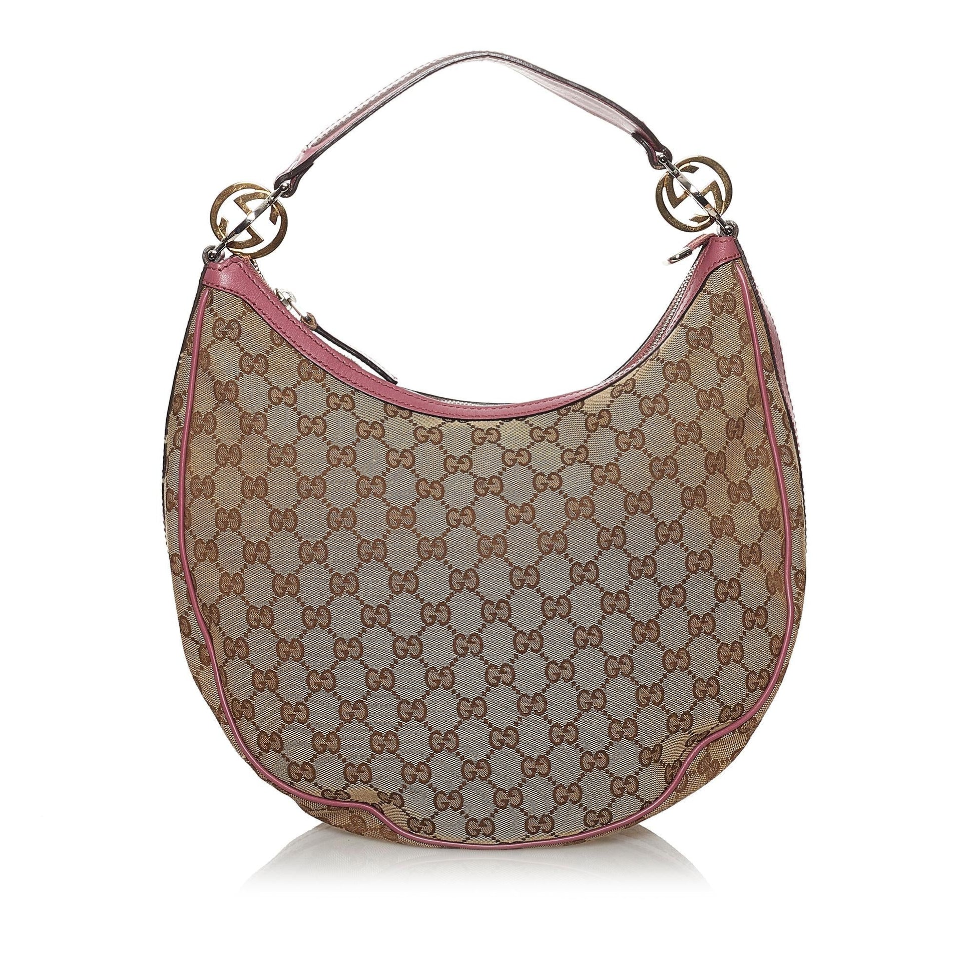 Gucci GG Twins SHG Canvas Brown Pink Shoulder Bag