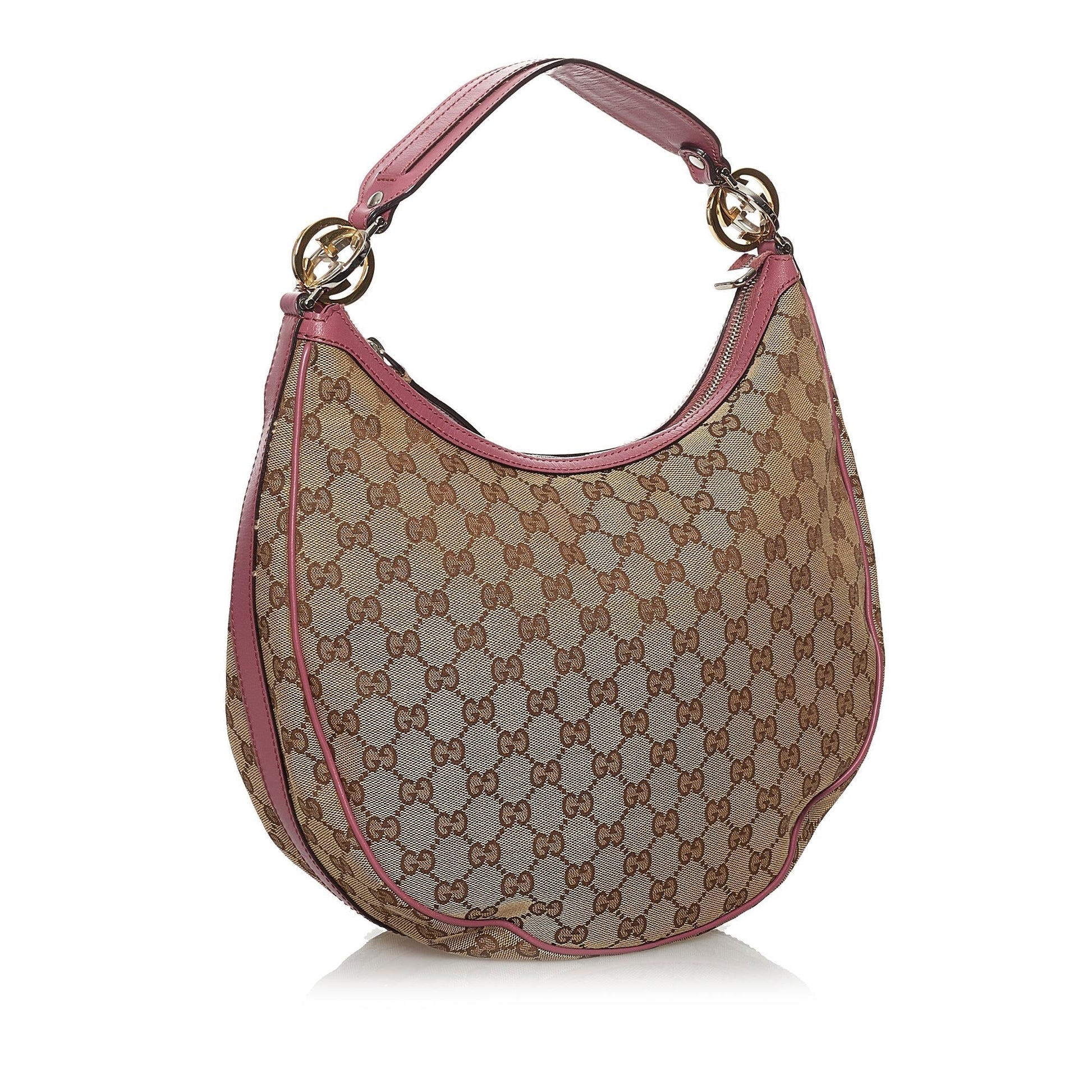 Gucci GG Twins SHG Canvas Brown Pink Shoulder Bag