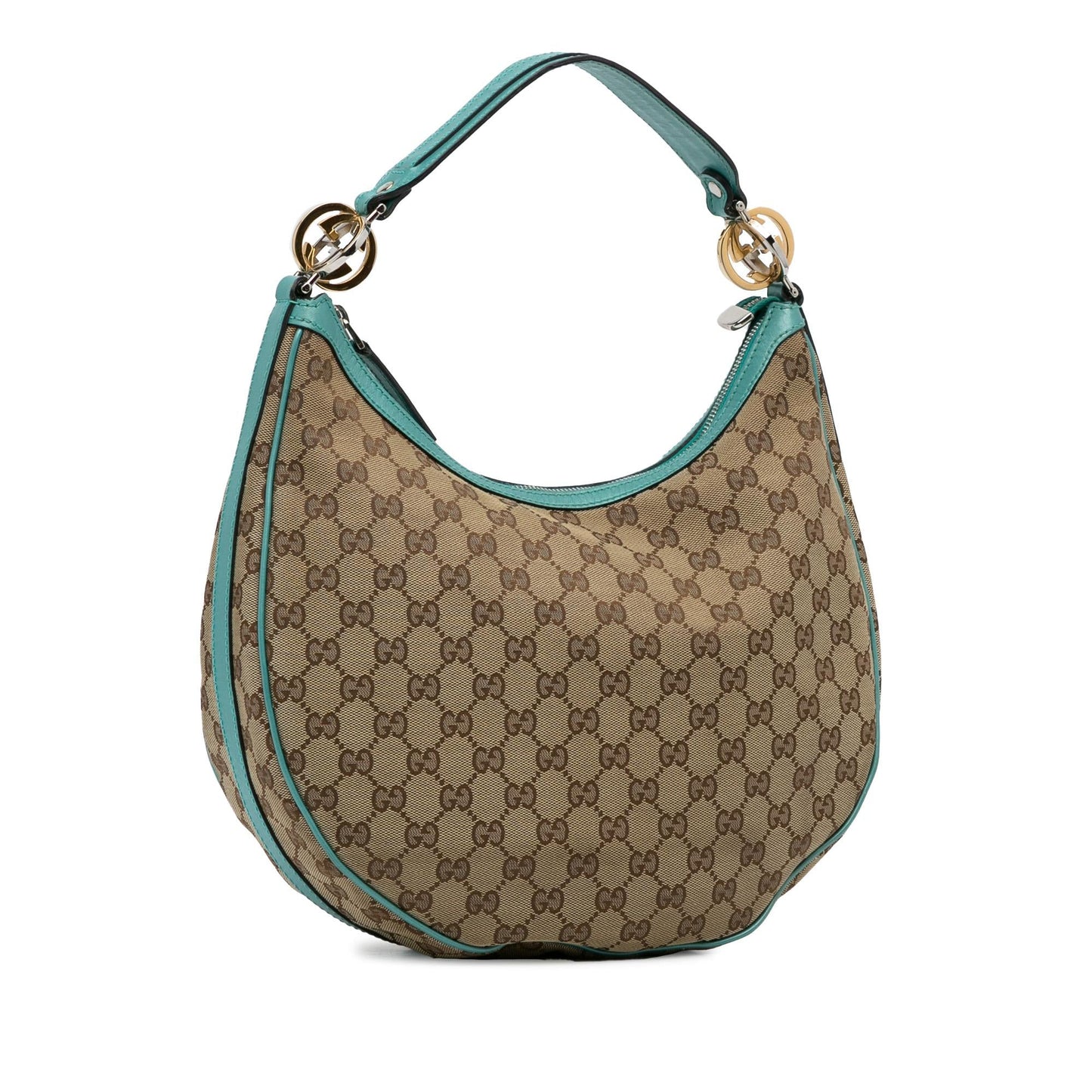 Gucci GG Twins SHG-60vfSW Canvas Calf Brown Shoulder Bag