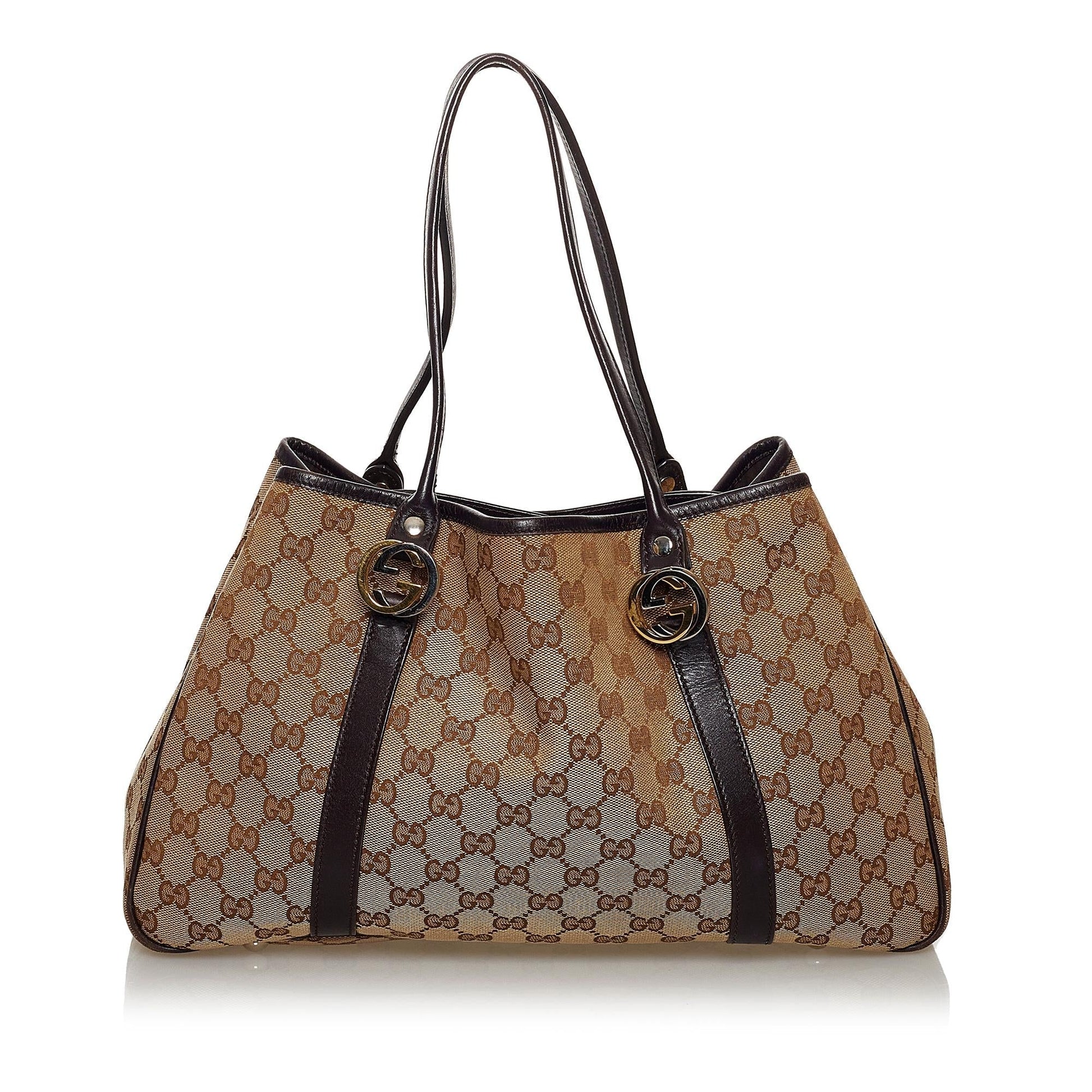 Gucci GG Twins SHG Canvas Calf Black Brown Shoulder Bag
