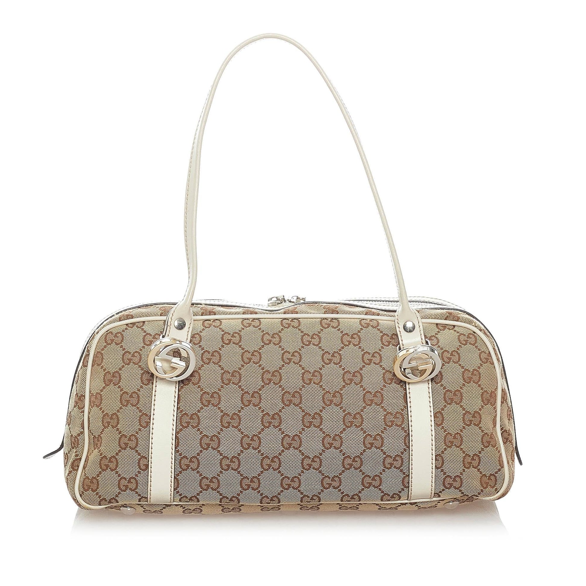Gucci GG Twins SHG Canvas White Brown Shoulder Bag
