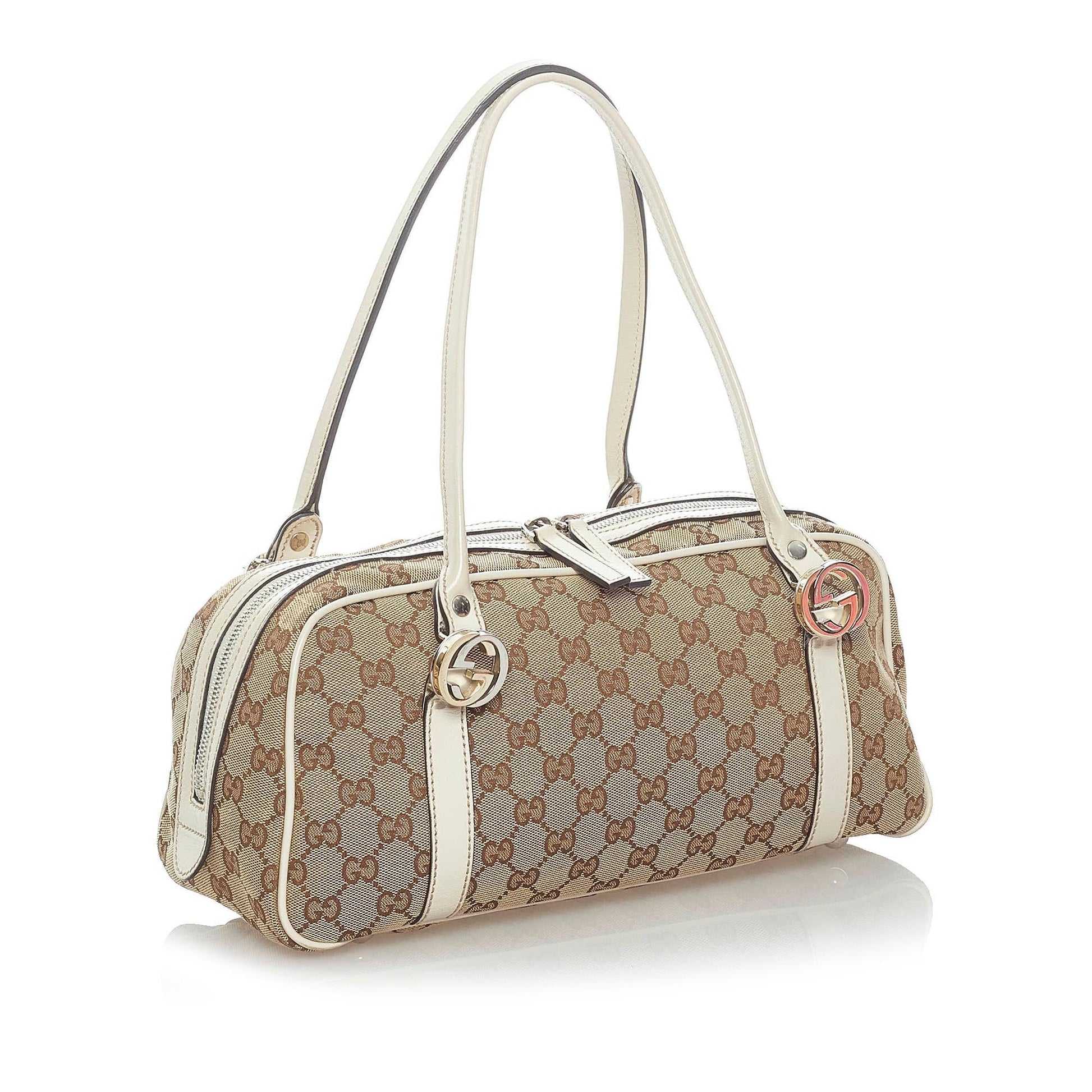 Gucci GG Twins SHG Canvas White Brown Shoulder Bag