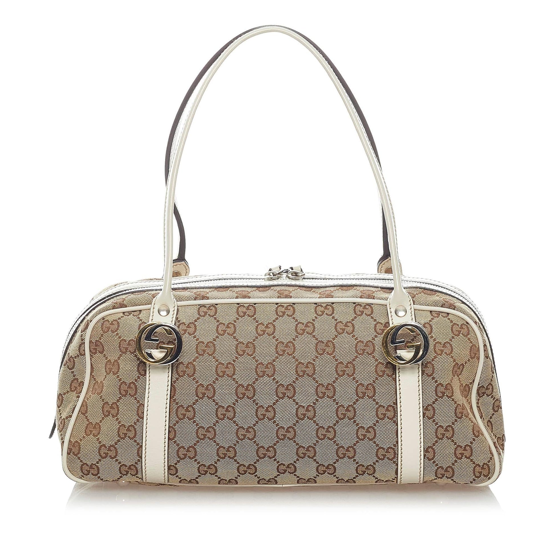 Gucci GG Twins SHG Canvas Calf White Brown Shoulder Bag