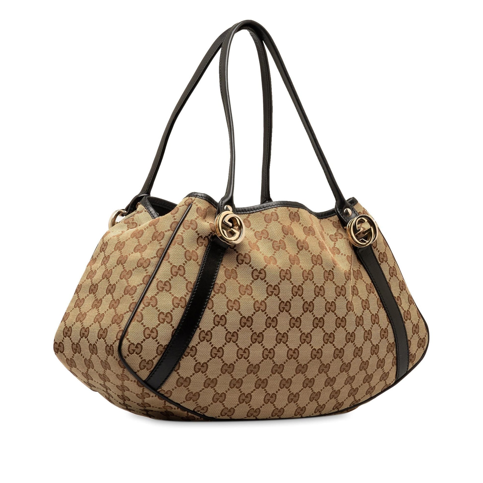 Gucci GG Twins SHG-LegSUk Canvas Brown Shoulder Bag