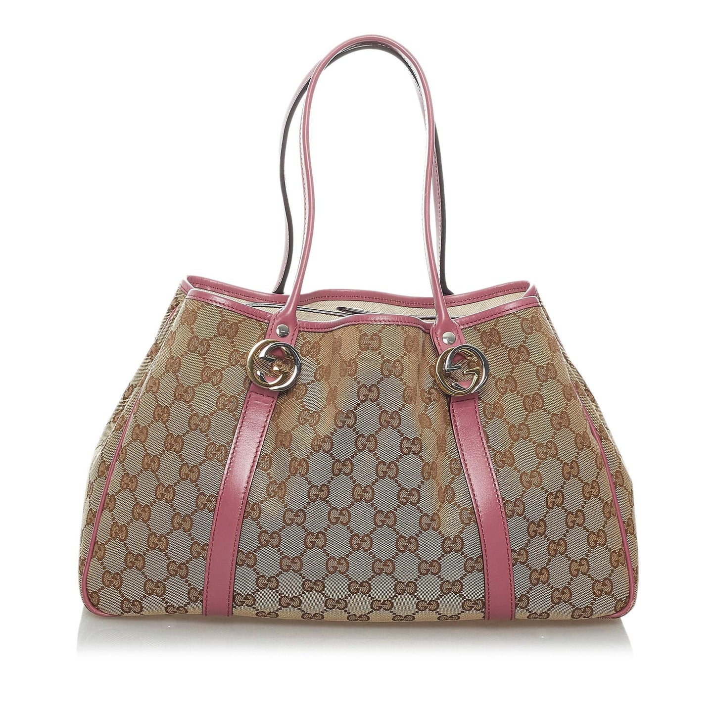 Gucci GG Twins SHG Canvas Brown Pink Tote Bag