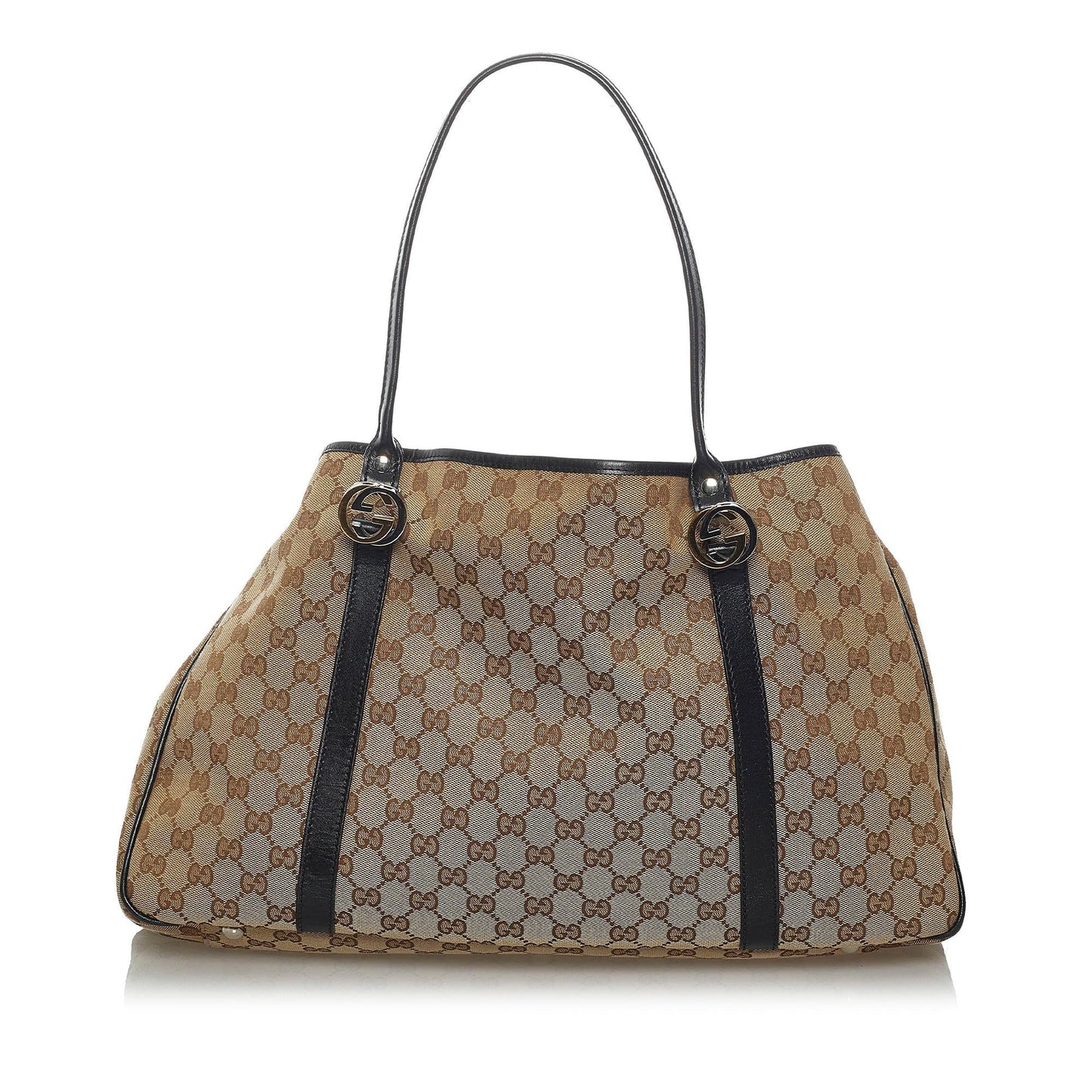 Gucci GG Twins SHG Canvas Black Brown Tote Bag