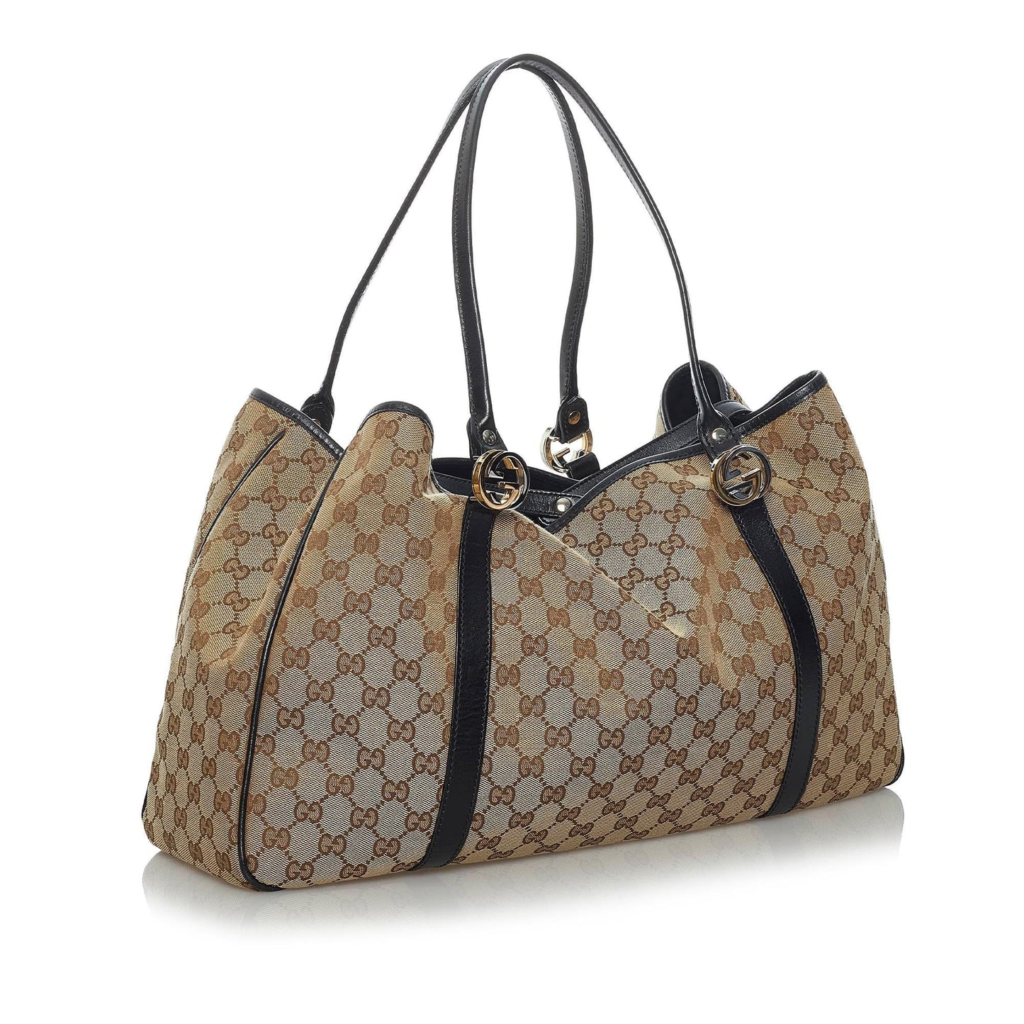 Gucci GG Twins SHG Canvas Black Brown Tote Bag