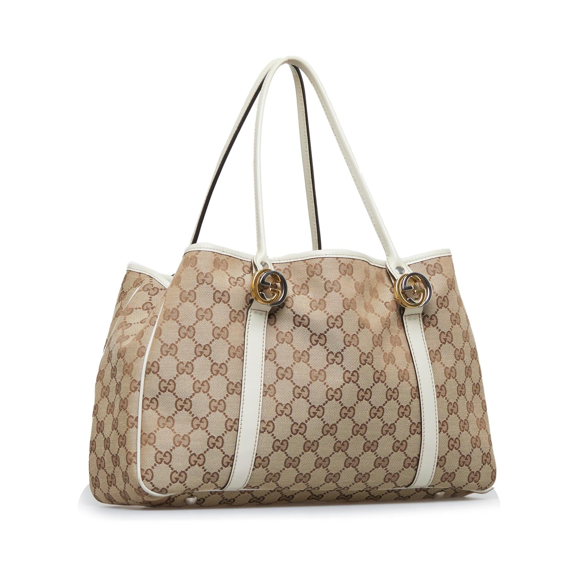 Gucci GG Twins SHG-ZN7C76 Canvas Brown Tote Bag
