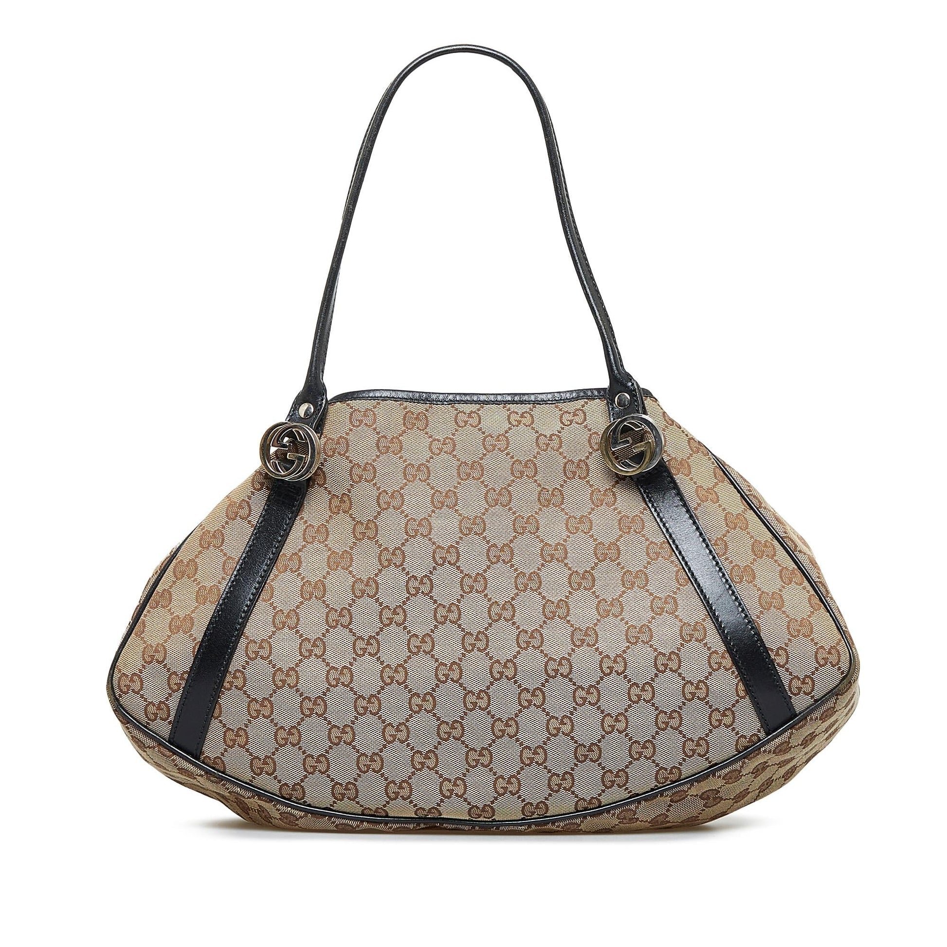Gucci GG Twins SHG-jumYPU Canvas Calf Brown Tote Bag
