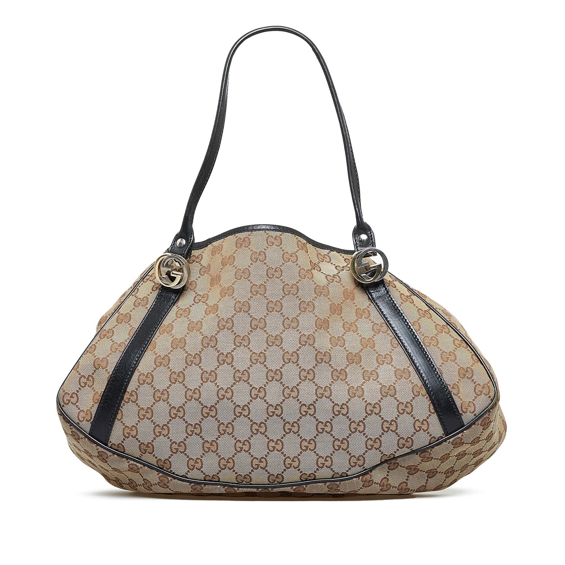 Gucci GG Twins SHG-jumYPU Canvas Calf Brown Tote Bag