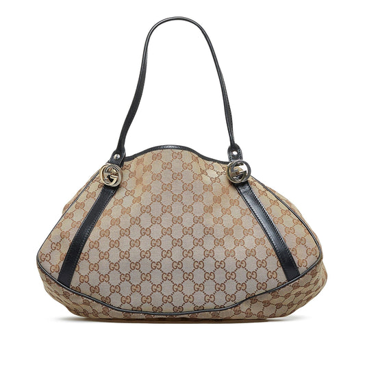 Gucci GG Twins SHG-jumYPU Canvas Calf Brown Tote Bag