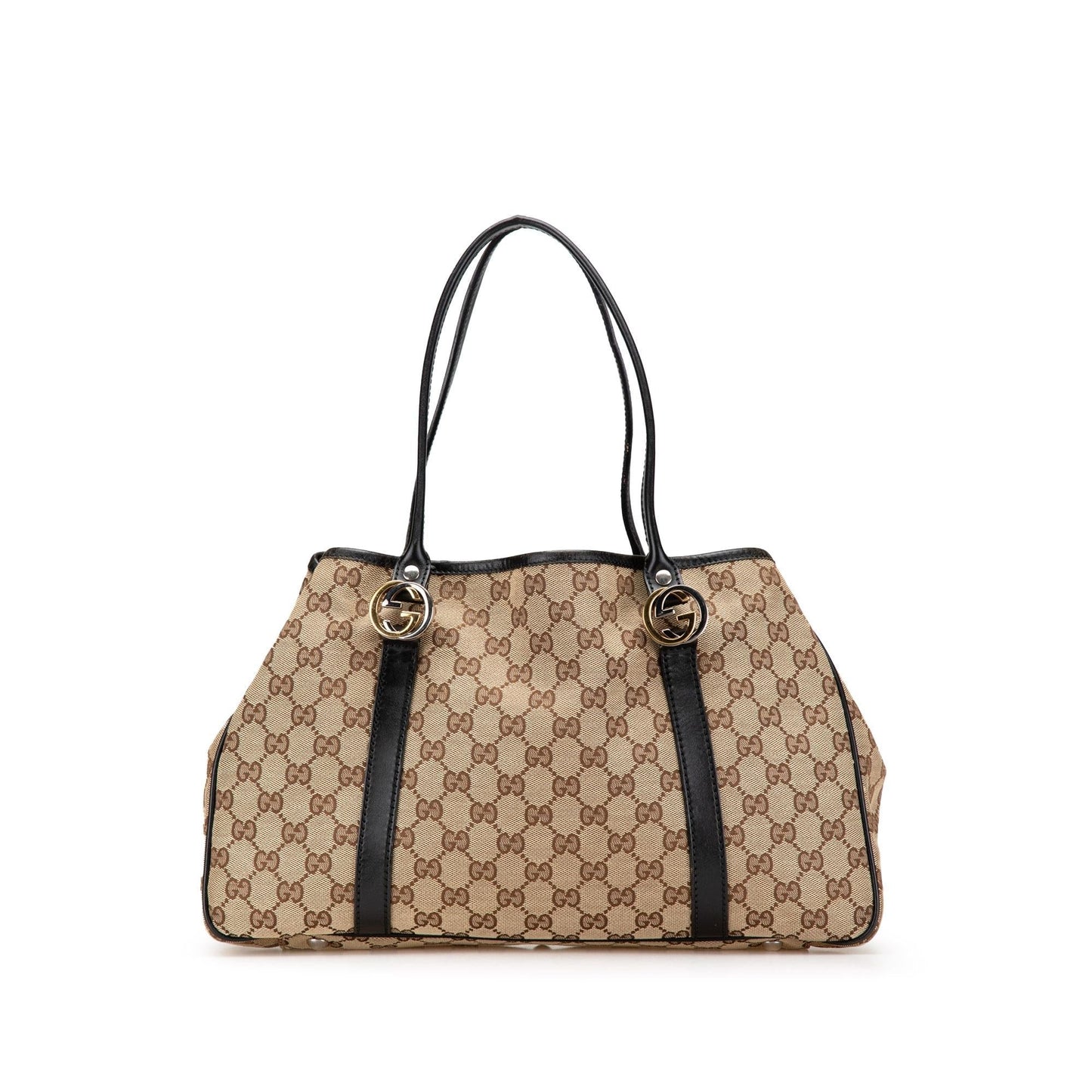 Gucci GG Twins Canvas Calf Brown Tote Bag