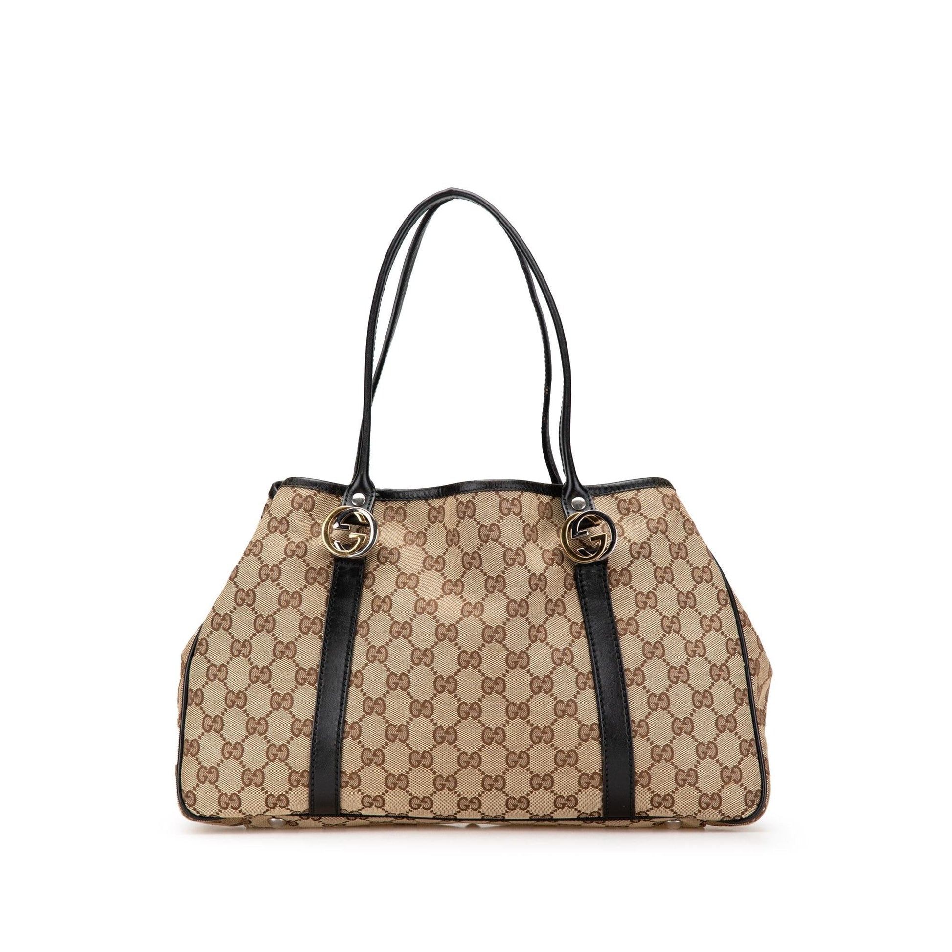 Gucci GG Twins Canvas Calf Brown Tote Bag