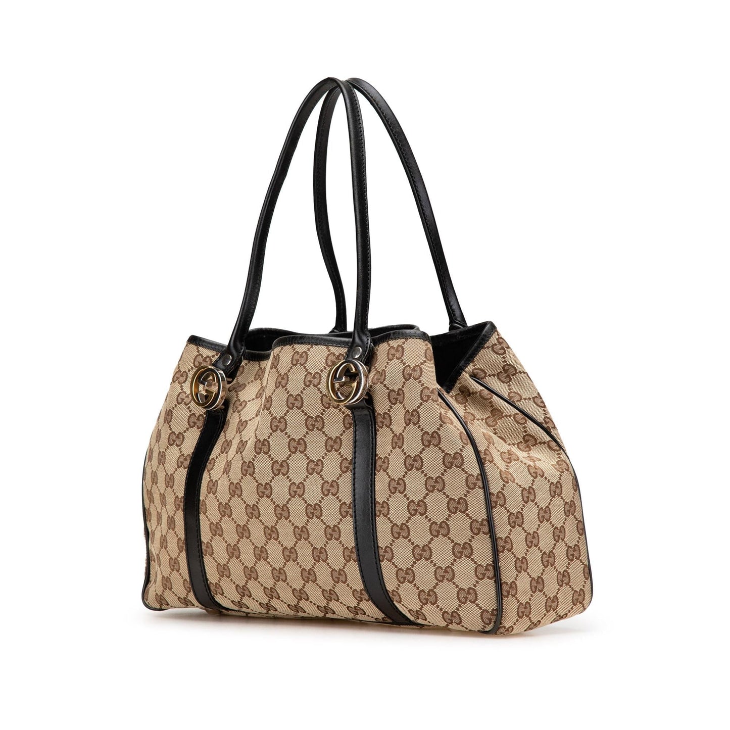 Gucci GG Twins Canvas Calf Brown Tote Bag