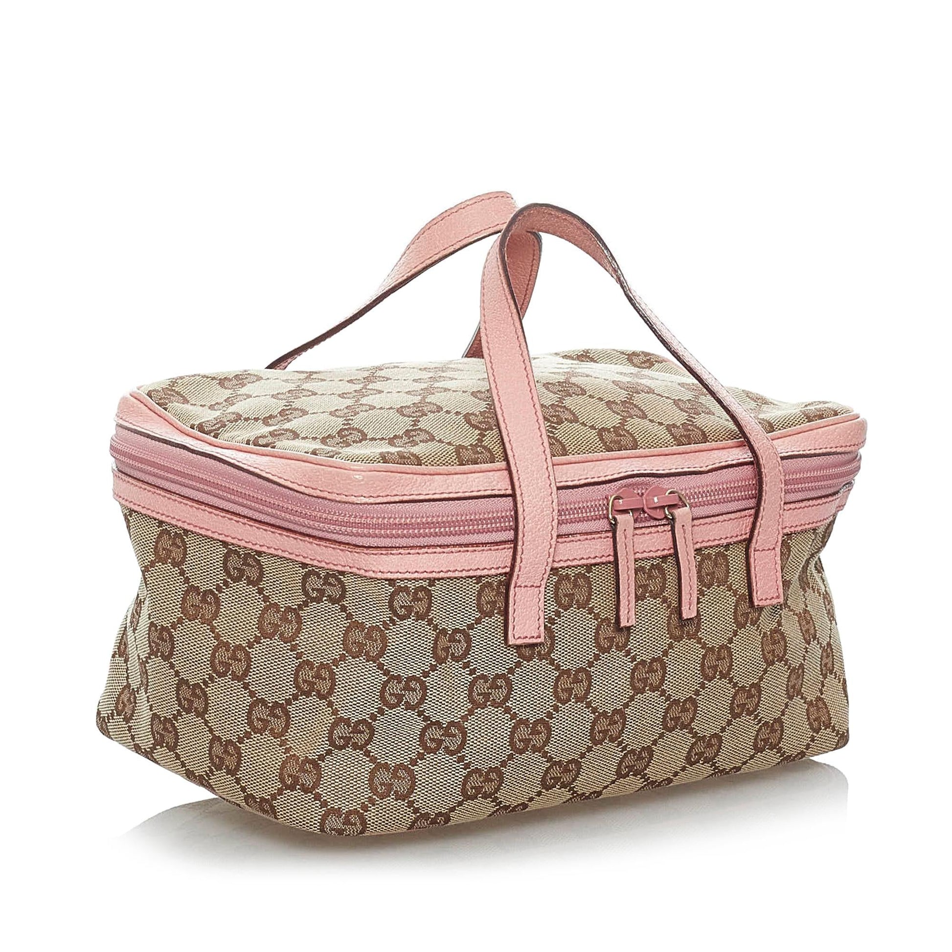 Gucci GG Vanity SHG Canvas Brown Pink Handbag