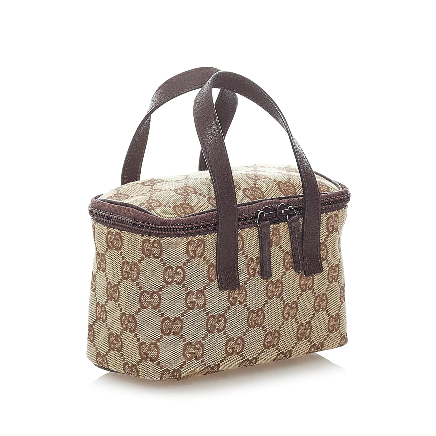 Gucci GG Vanity SHG Canvas Brown Handbag Bag Shg