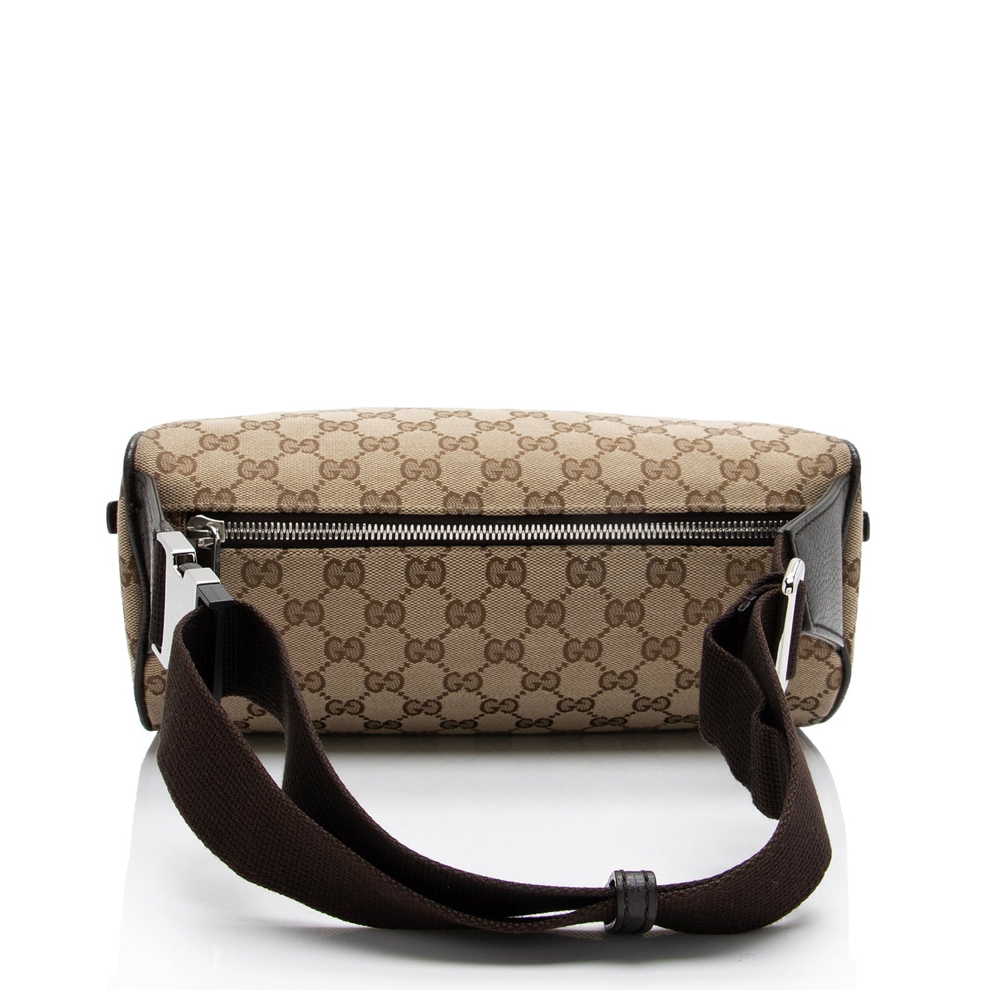 Gucci GG Waist Pouch Belt SHF Leather Canvas Nylon Brown Accessory