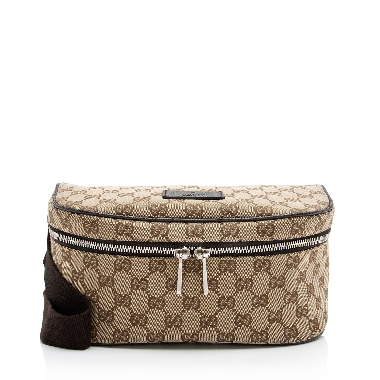 Gucci GG Waist Pouch Belt SHF Leather Canvas Nylon Brown Accessory