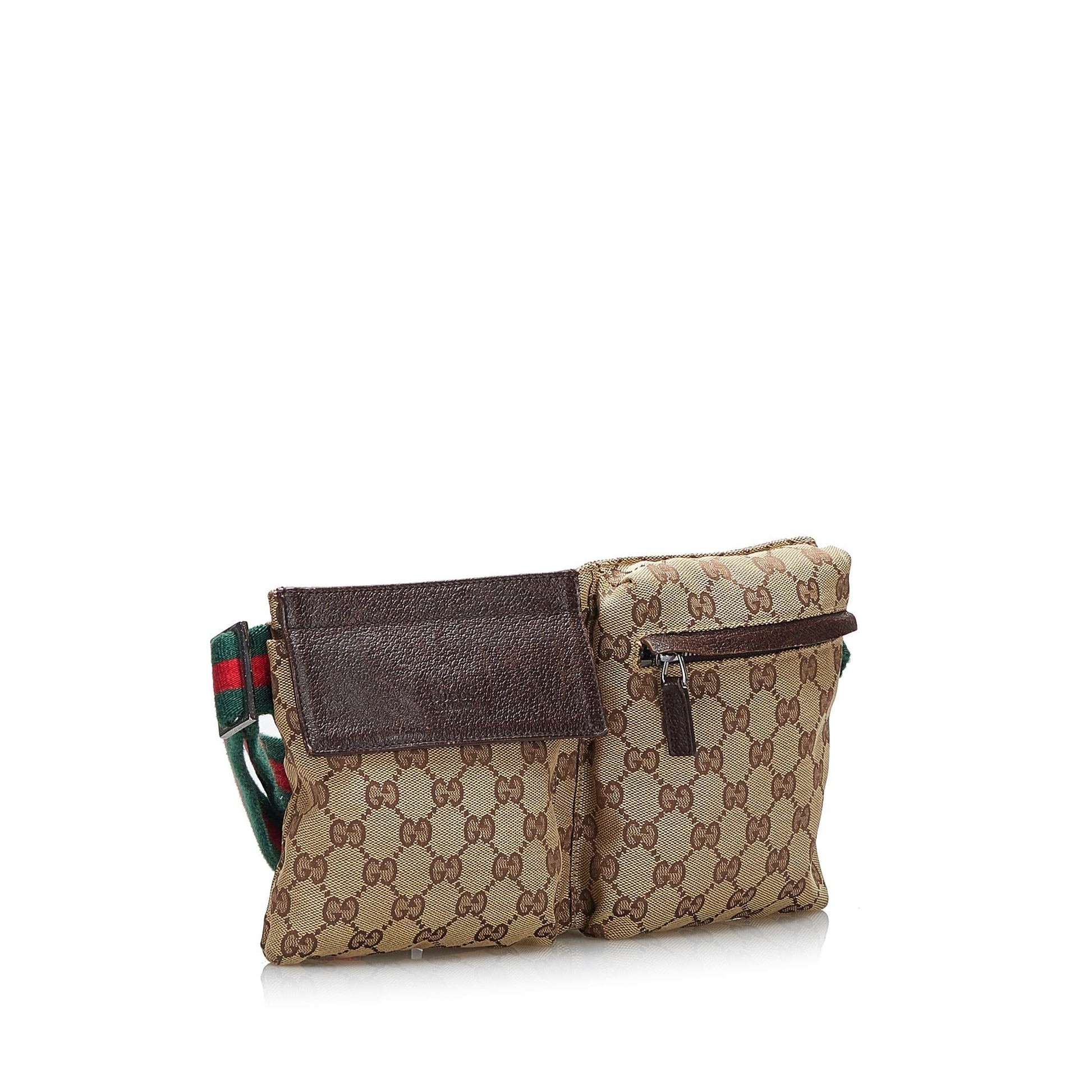 Gucci GG Web Belt SHG-6Kyxfy Canvas Calf Brown Accessory