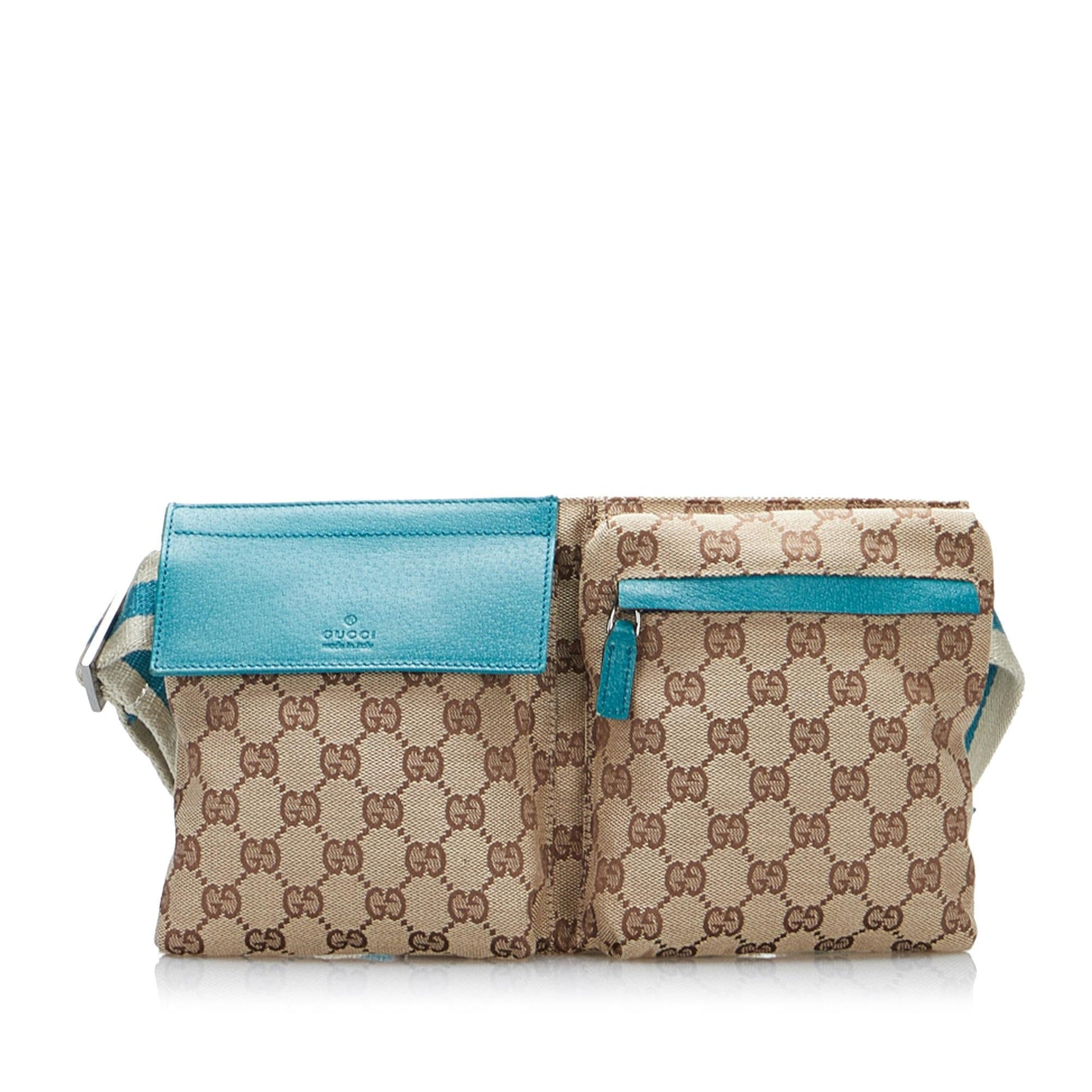 Gucci GG Web Belt SHG-VN1kqg Canvas Brown Blue Accessory