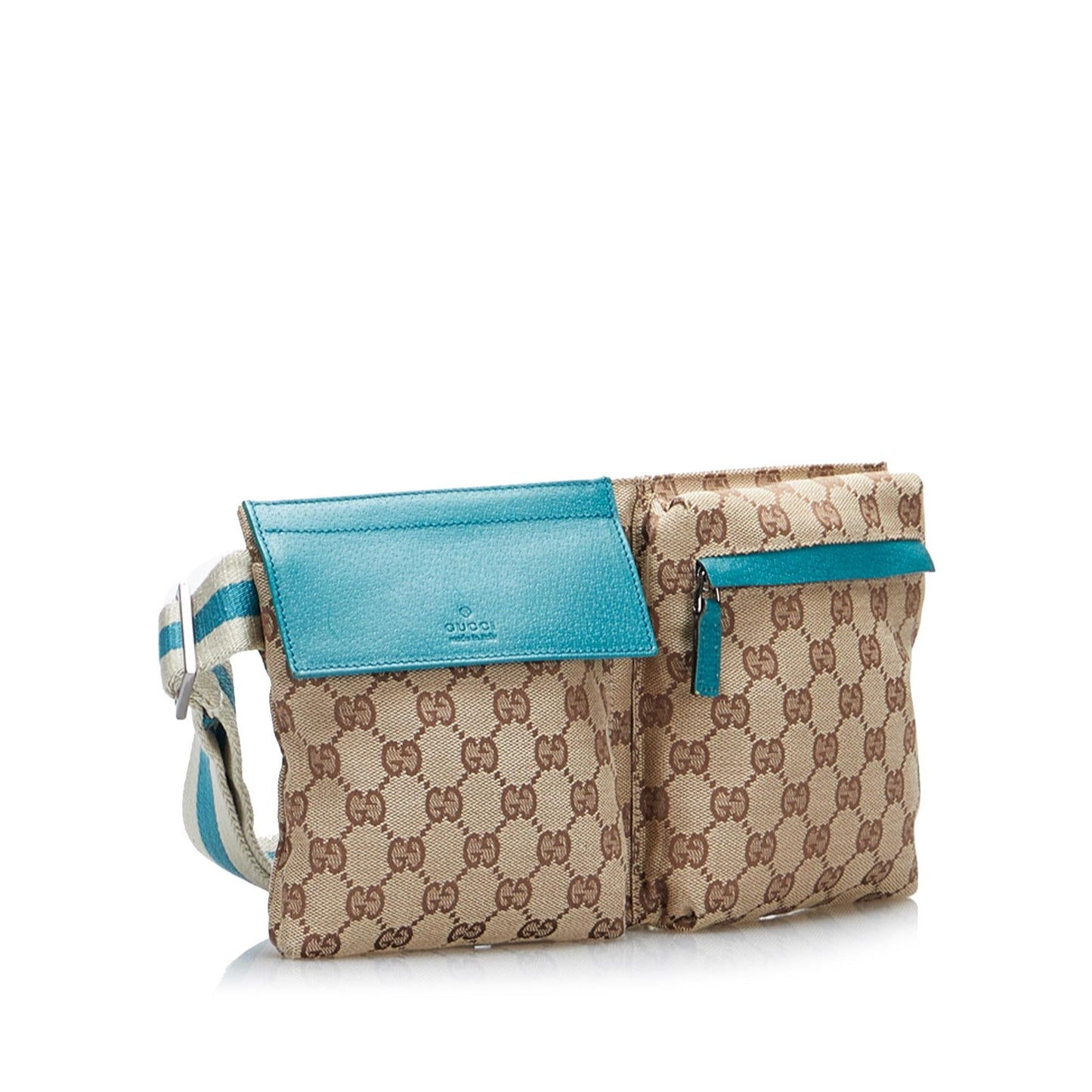 Gucci GG Web Belt SHG-VN1kqg Canvas Brown Blue Accessory