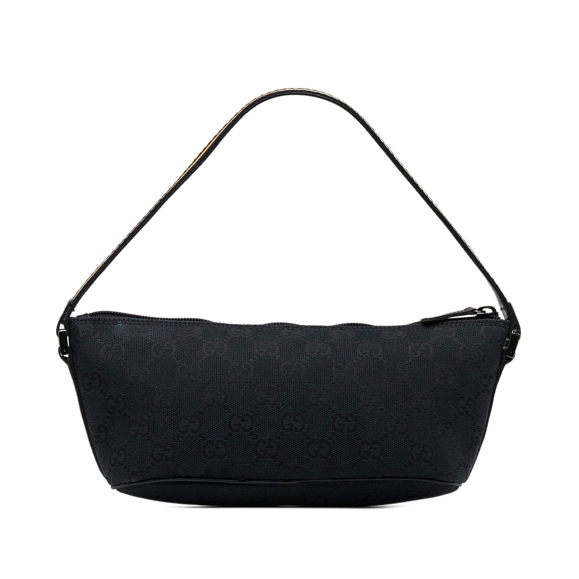 Gucci GG Web Boat Pochette SHG-hSS1sG Canvas Black Handbag