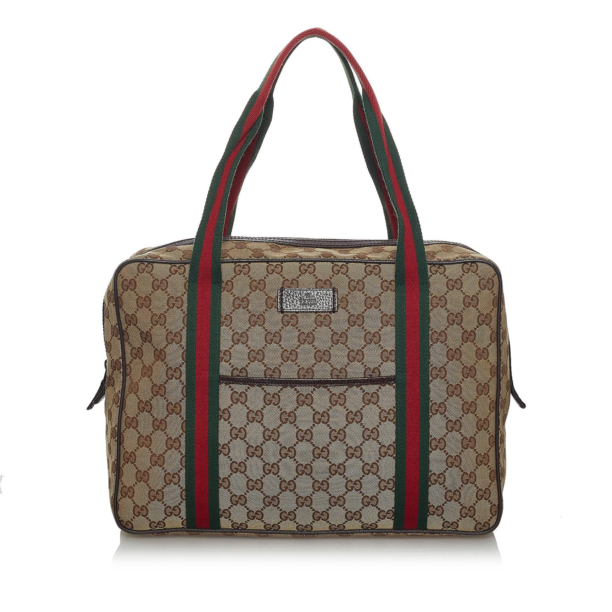 Gucci GG Web Business SHG Canvas Brown Tote Bag