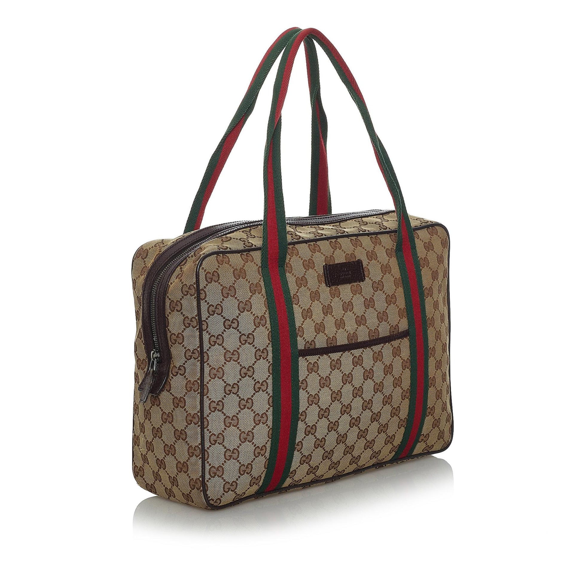 Gucci GG Web Business SHG Canvas Brown Tote Bag