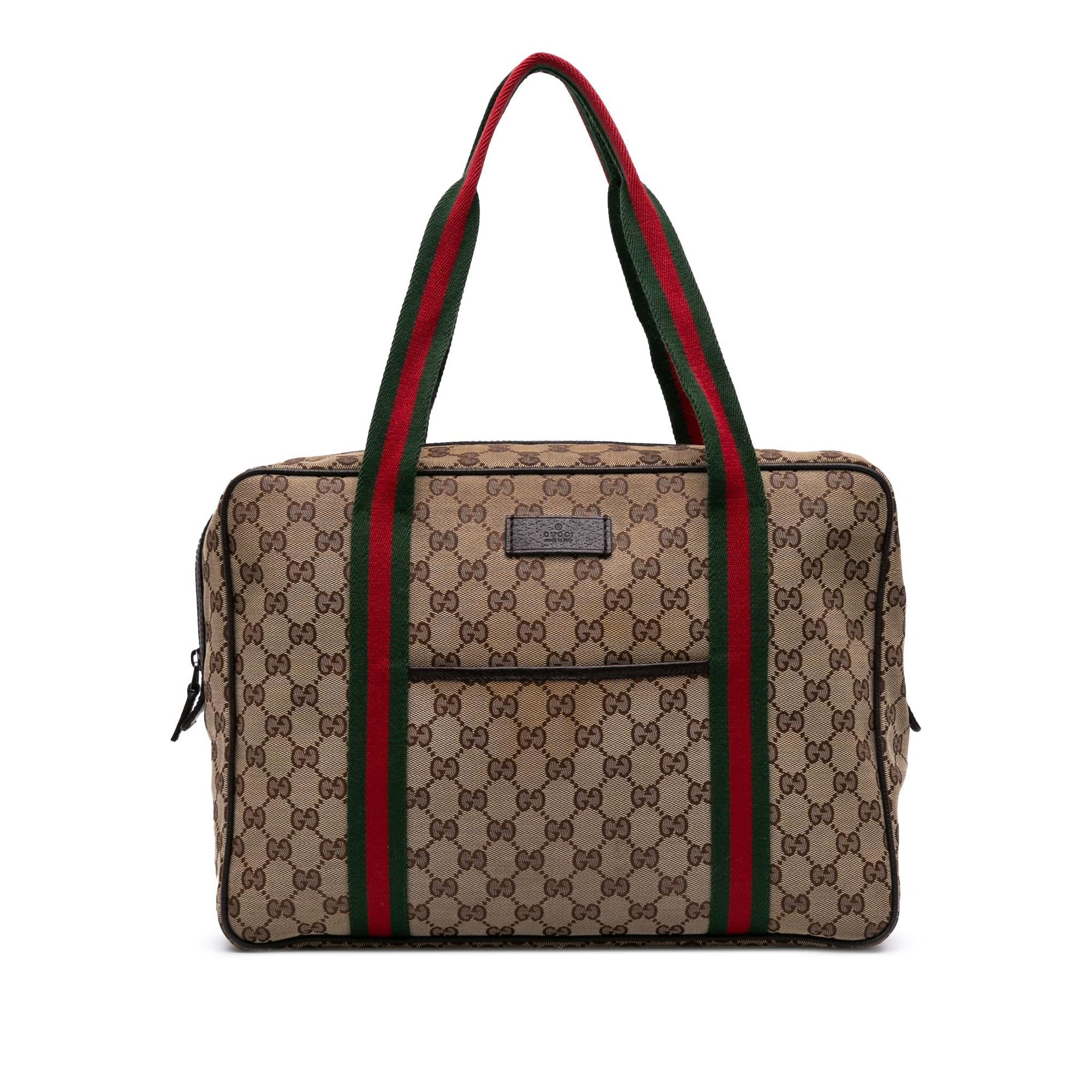 Gucci GG Web Business Canvas Brown Tote Bag