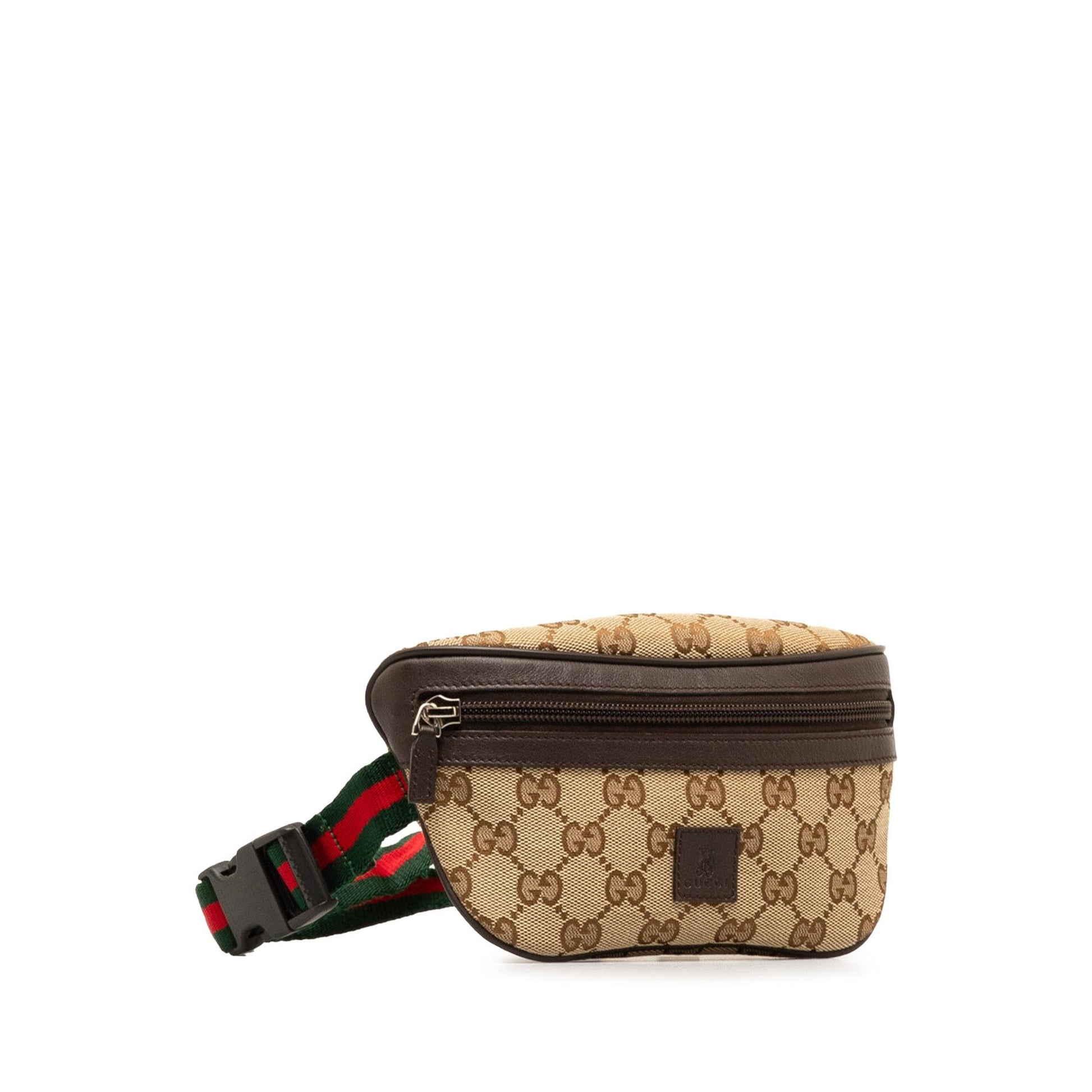 Gucci GG Web Childrens Belt Canvas Calf Brown Accessory