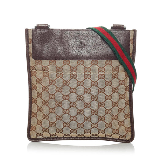 Gucci GG Web SHG Canvas Brown Crossbody Bag 5