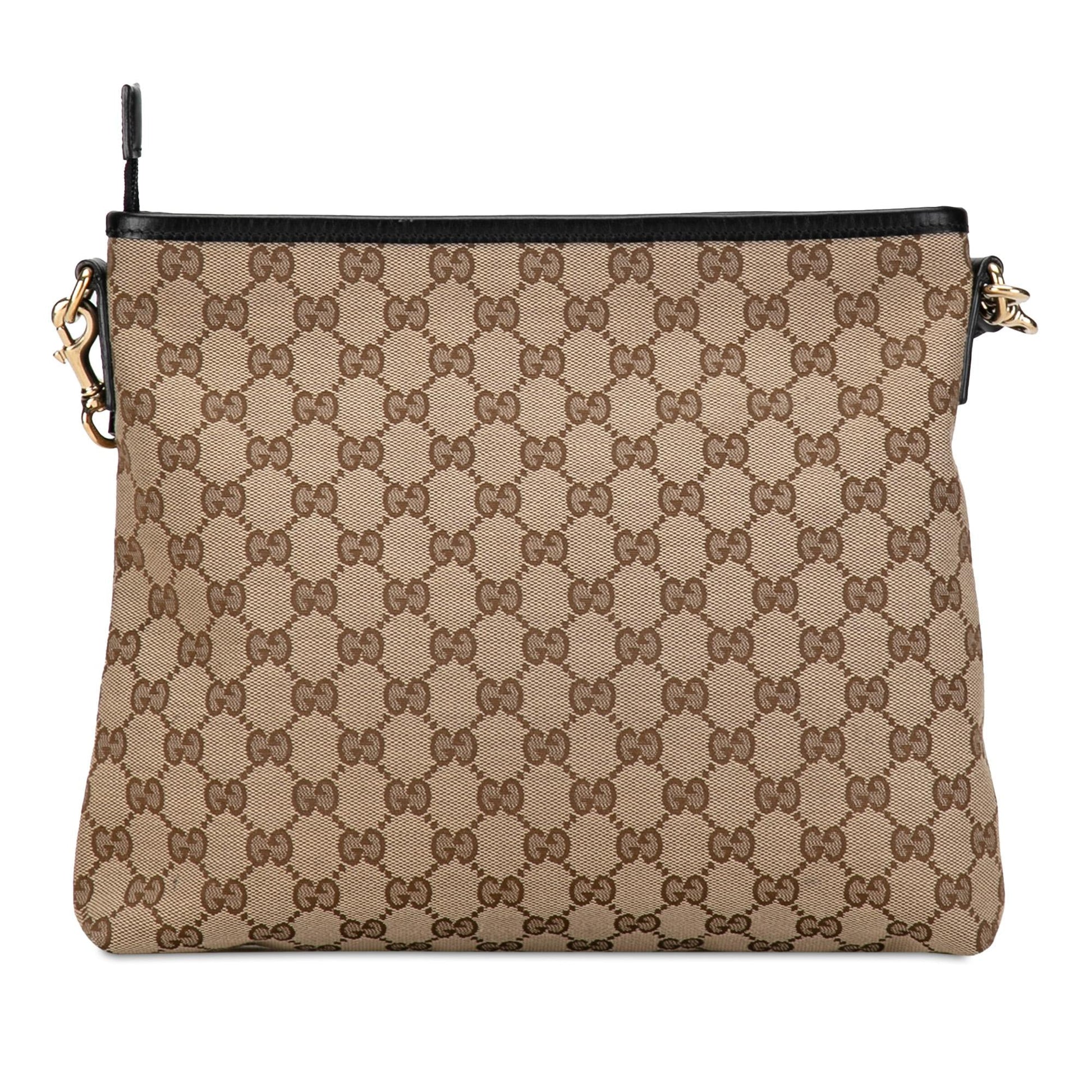 Gucci GG Web SHG-I38dSw Canvas Calf Brown Crossbody Bag