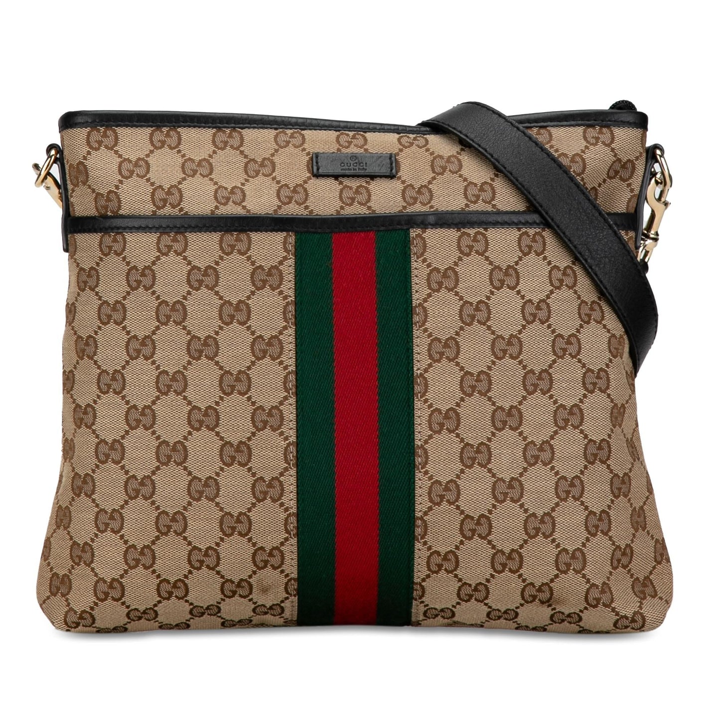 Gucci GG Web SHG-p1ytZD Canvas Calf Brown Crossbody Bag