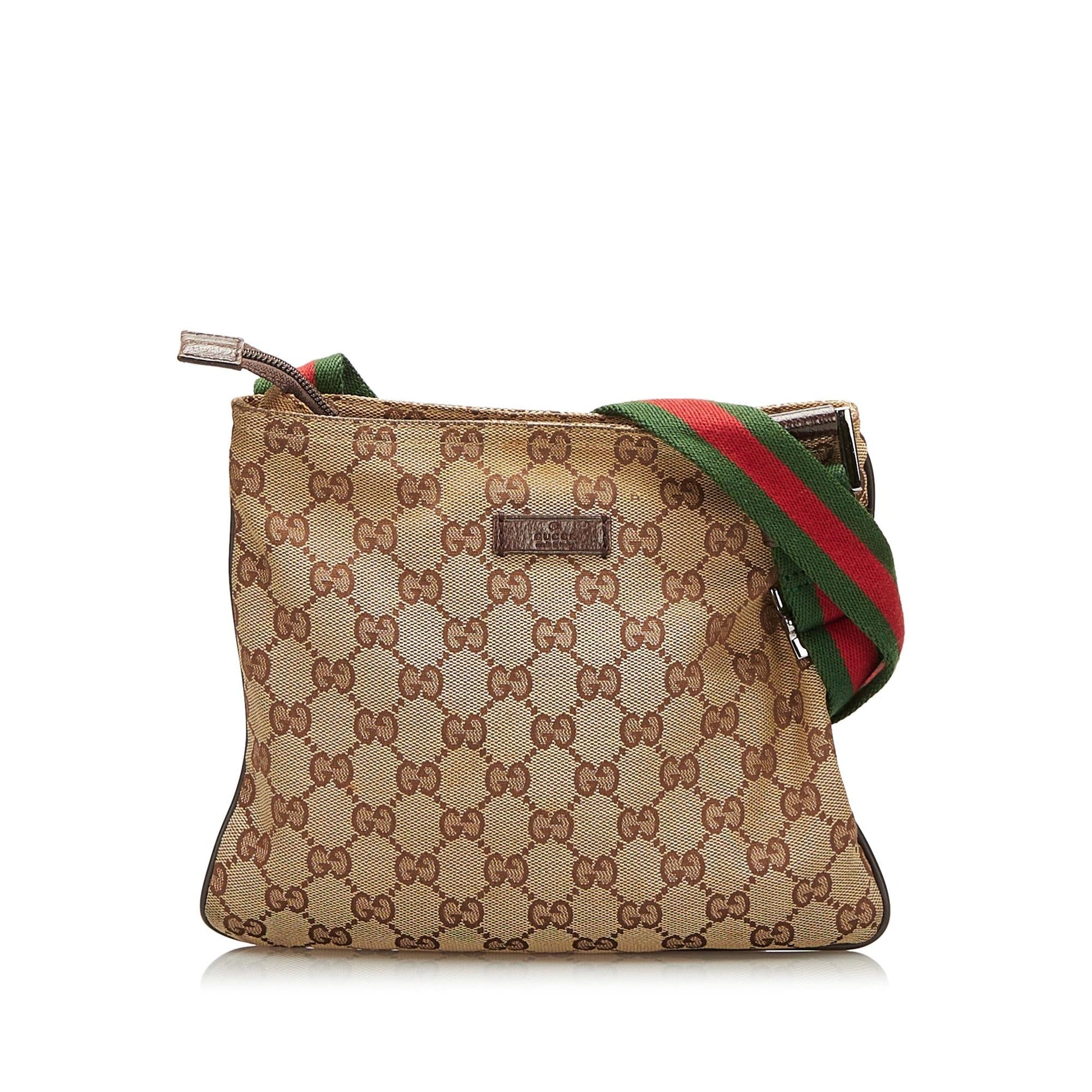 Gucci GG Web SHG-qQuh6s Canvas Brown Crossbody Bag