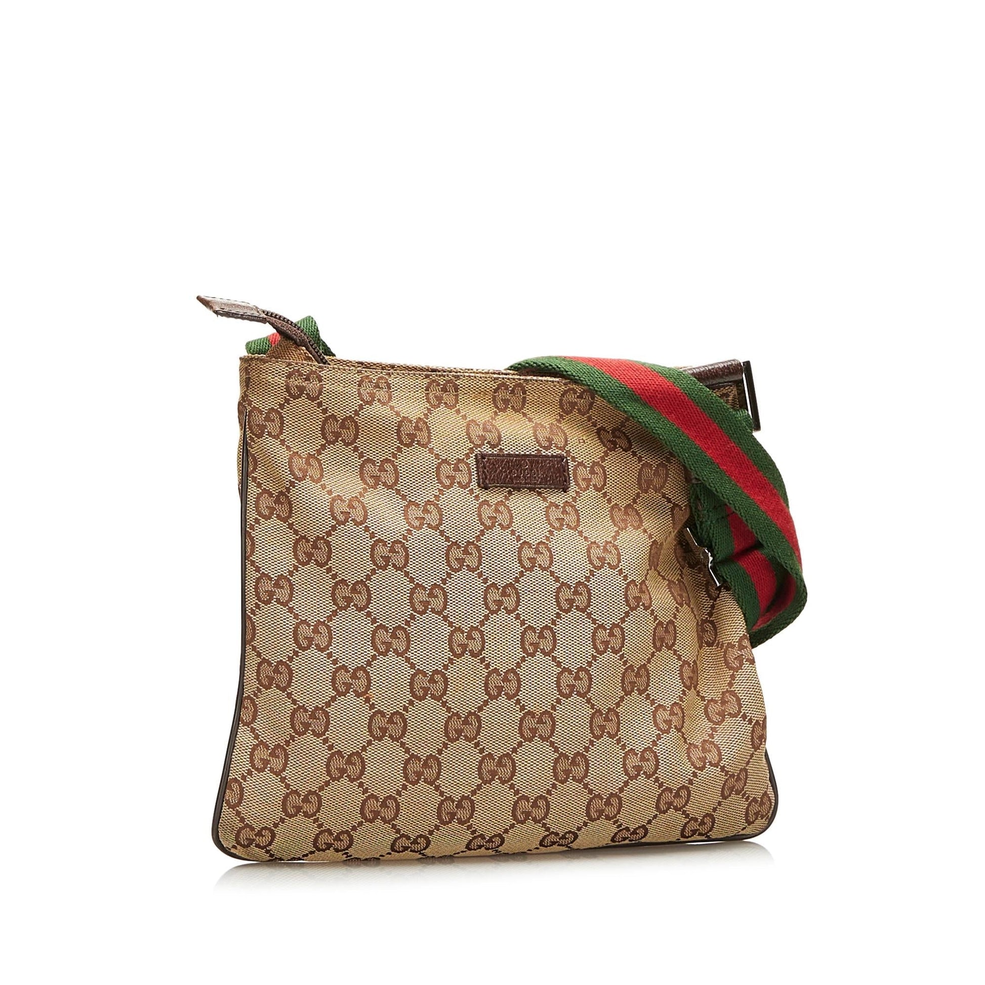 Gucci GG Web SHG-qQuh6s Canvas Brown Crossbody Bag