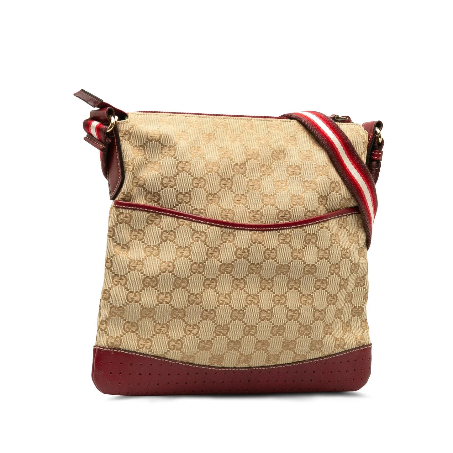 Gucci GG Web SHG-6C15R6 Canvas Calf Brown Crossbody Bag