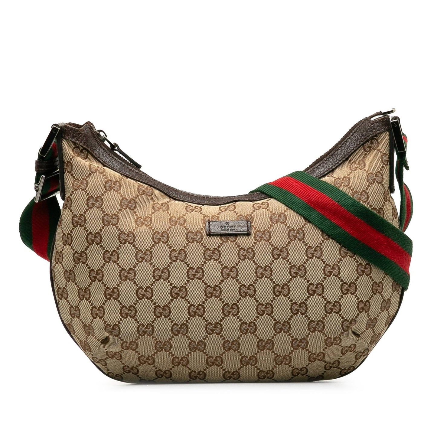 Gucci GG Web SHG-bpNgYQ Canvas Brown Crossbody Bag