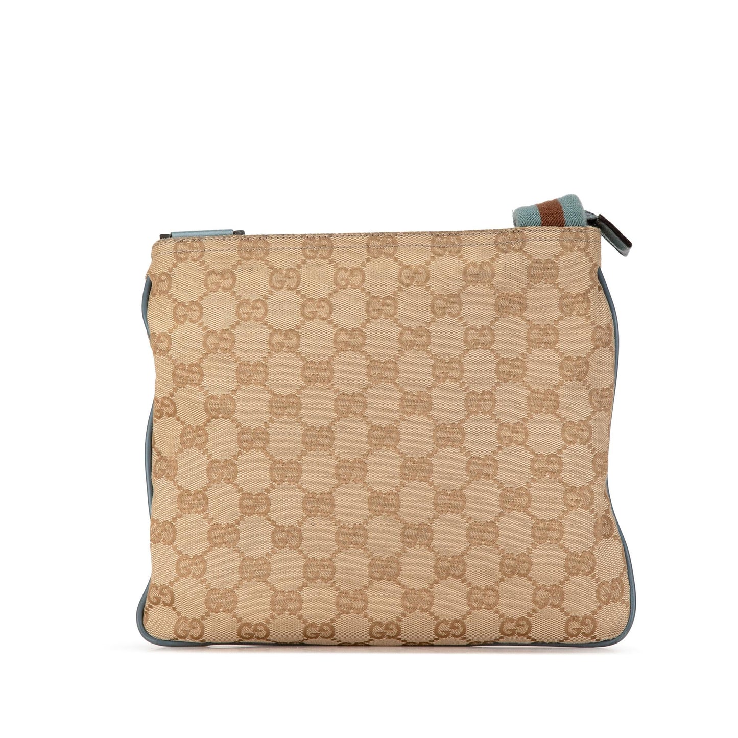 Gucci GG Web Canvas Calf Brown Crossbody Bag Shg Gngxph