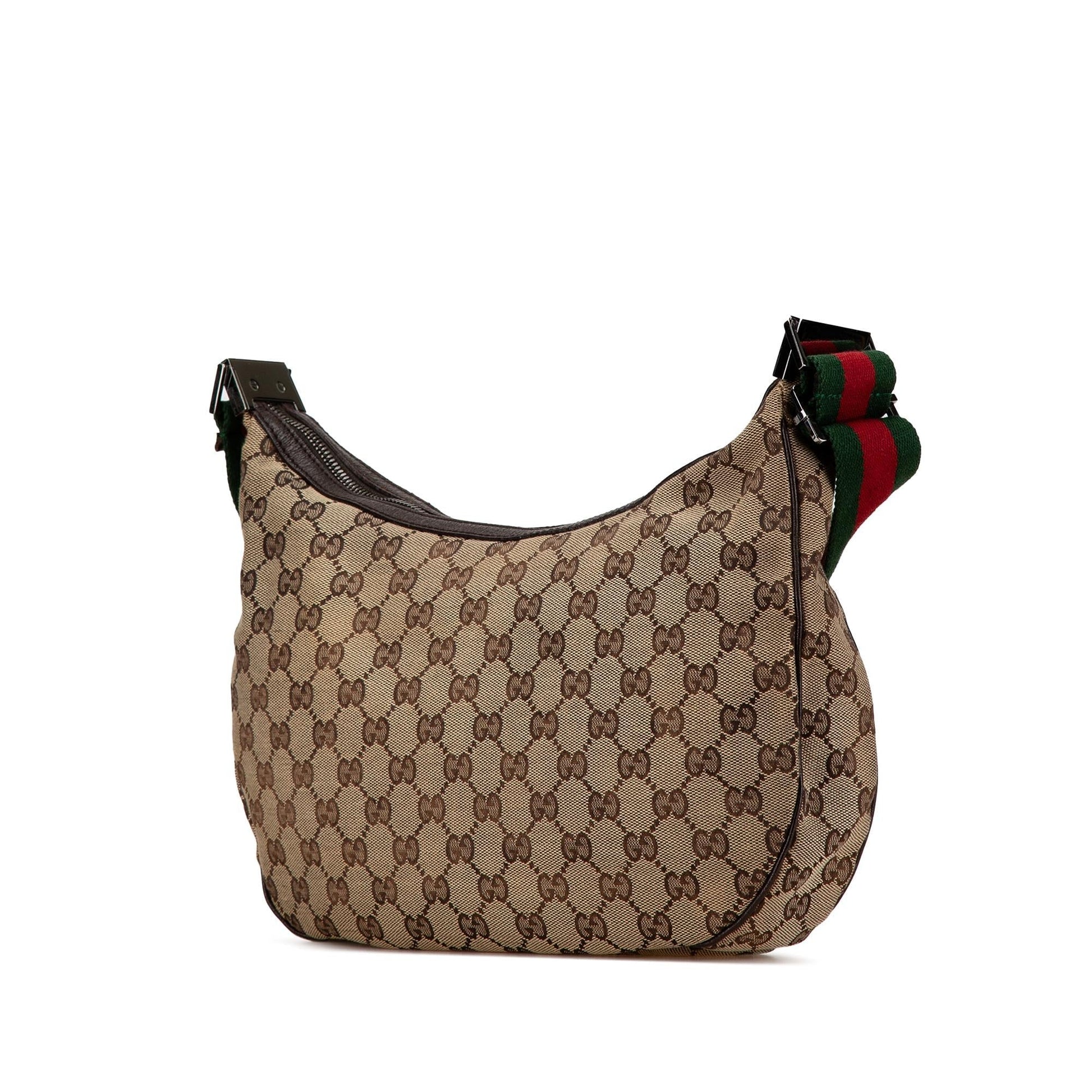 Gucci GG Web SHG-zf4j3I Canvas Brown Crossbody Bag