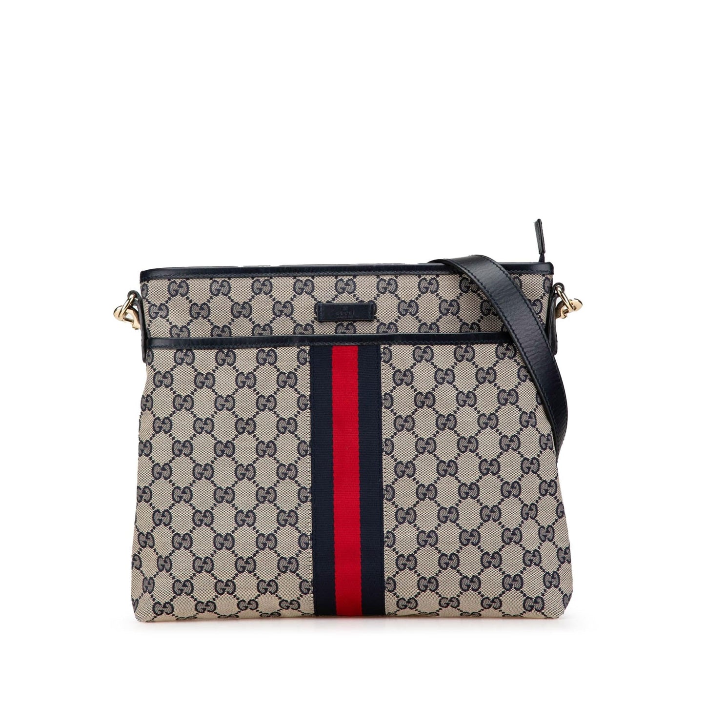 Gucci GG Web Canvas Calf Grey Crossbody Bag Web Crossbody