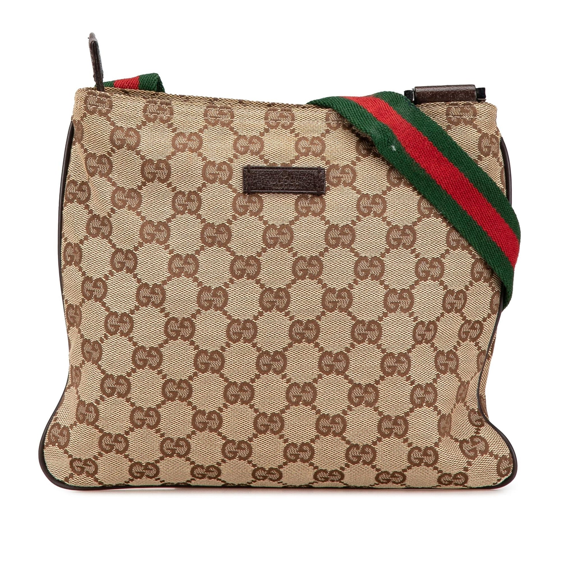 Gucci GG Web Canvas Brown Crossbody Bag Crossbody 1
