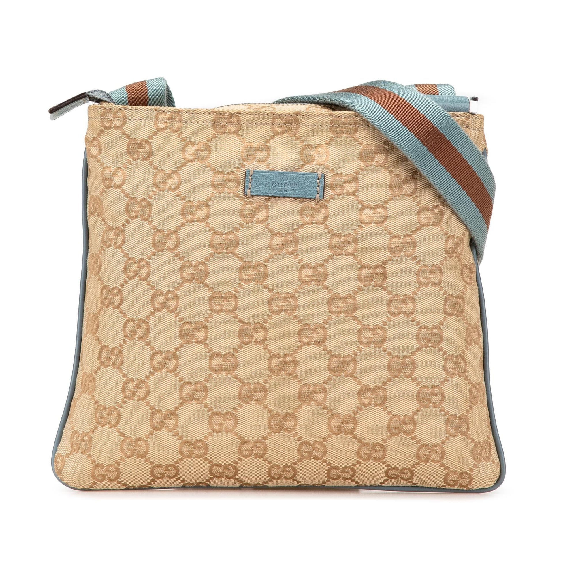 Gucci GG Web Canvas Brown Blue Crossbody Bag