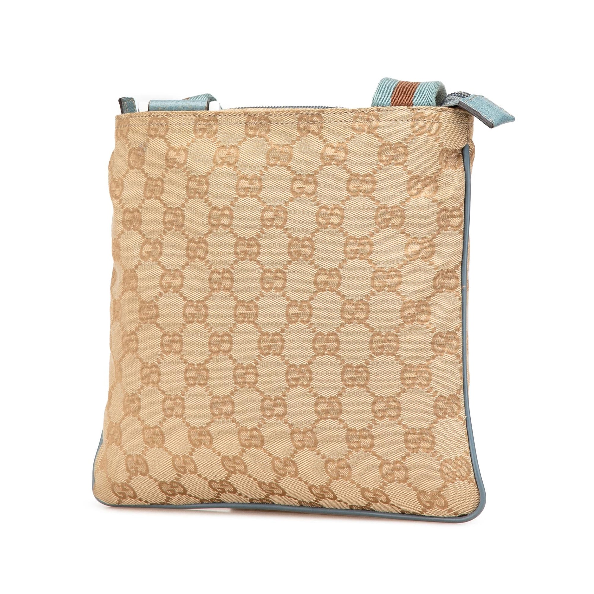 Gucci GG Web Canvas Brown Blue Crossbody Bag