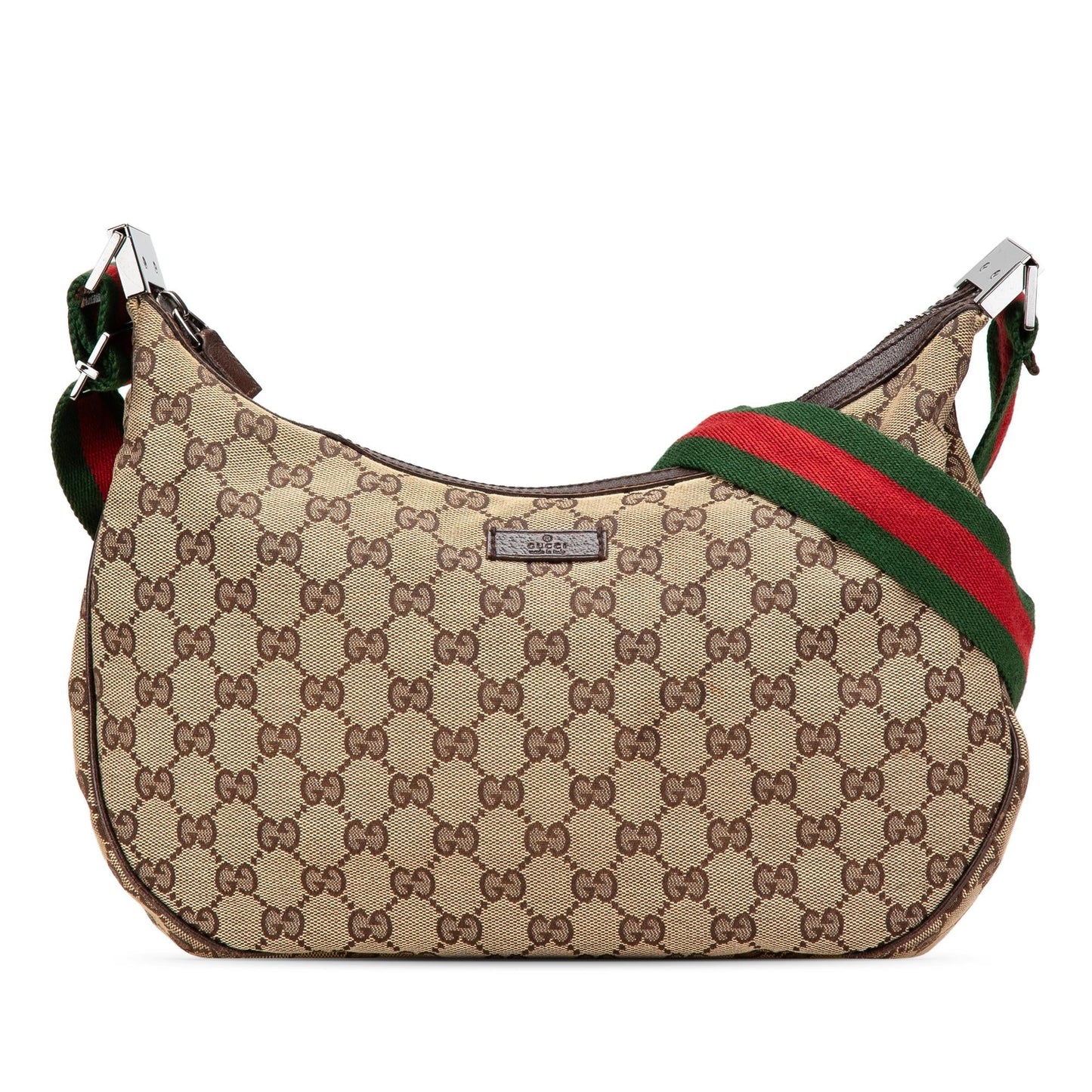 Gucci GG Web Canvas Calf Brown Crossbody Bag
