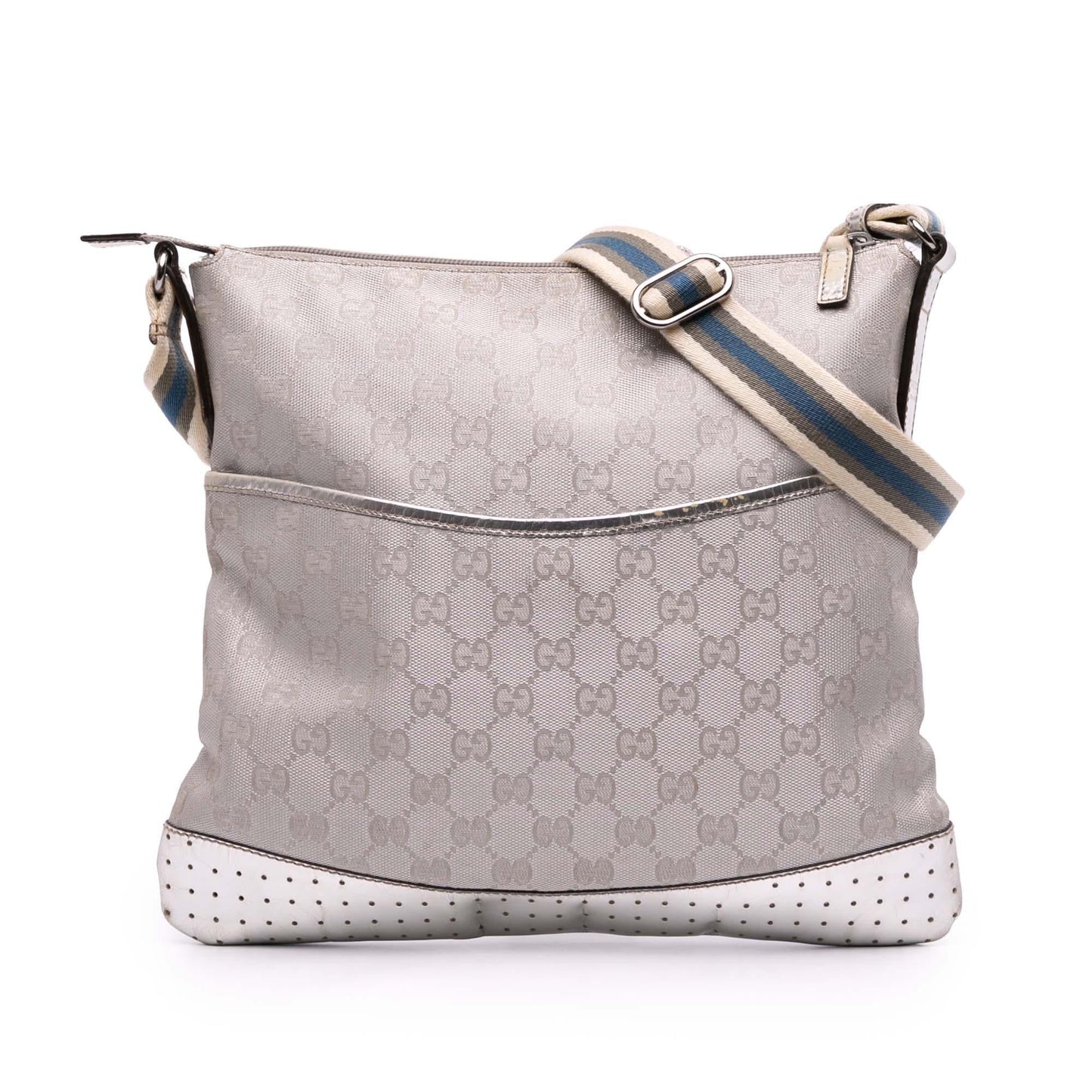 Gucci GG Web Canvas Silver Crossbody Bag Crossbody 12