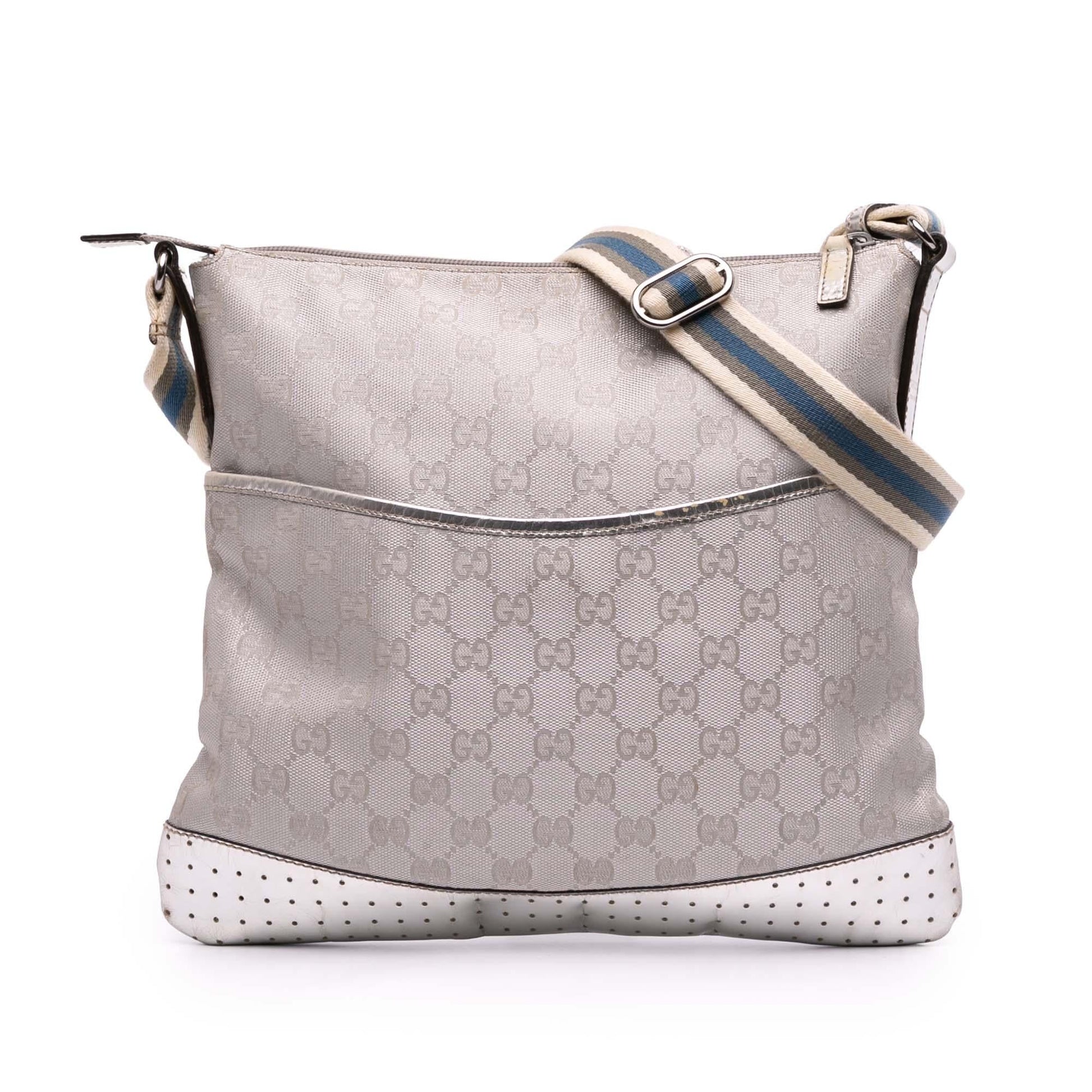 Gucci GG Web Canvas Silver Crossbody Bag Crossbody 12