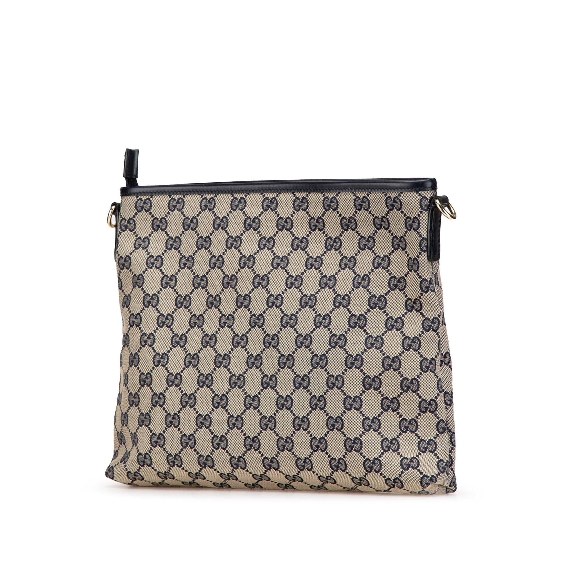 Gucci GG Web Canvas Calf Grey Crossbody Bag