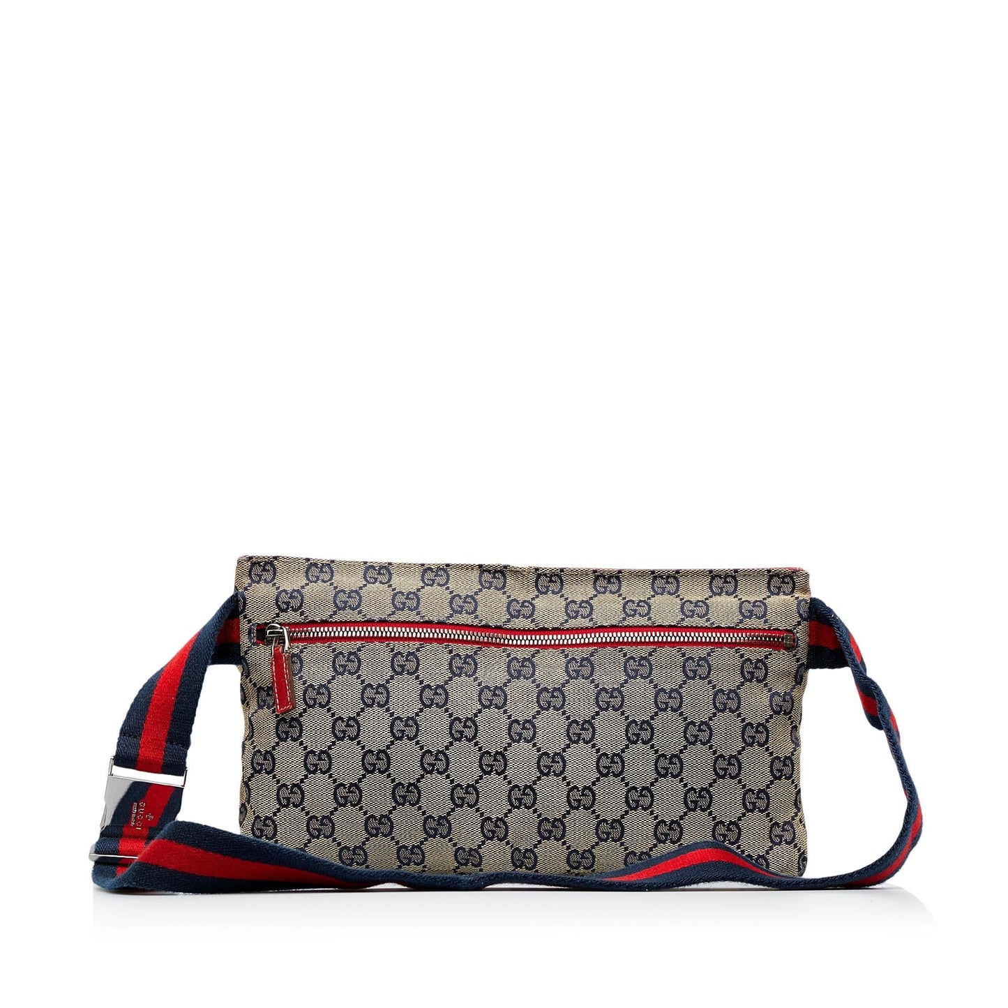 Gucci GG Web Double Pocket Belt Canvas Calf Brown Accessory Shg Hxqmut