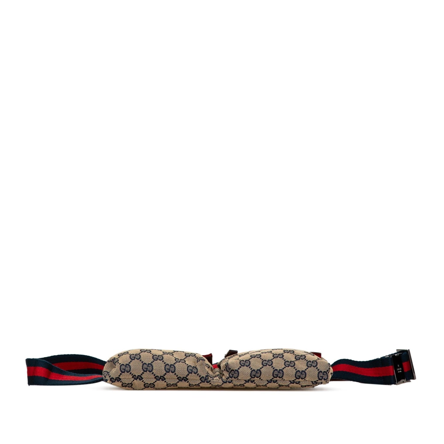 Gucci GG Web Double Pocket Belt Canvas Brown Accessory Shg Wxd3Yn